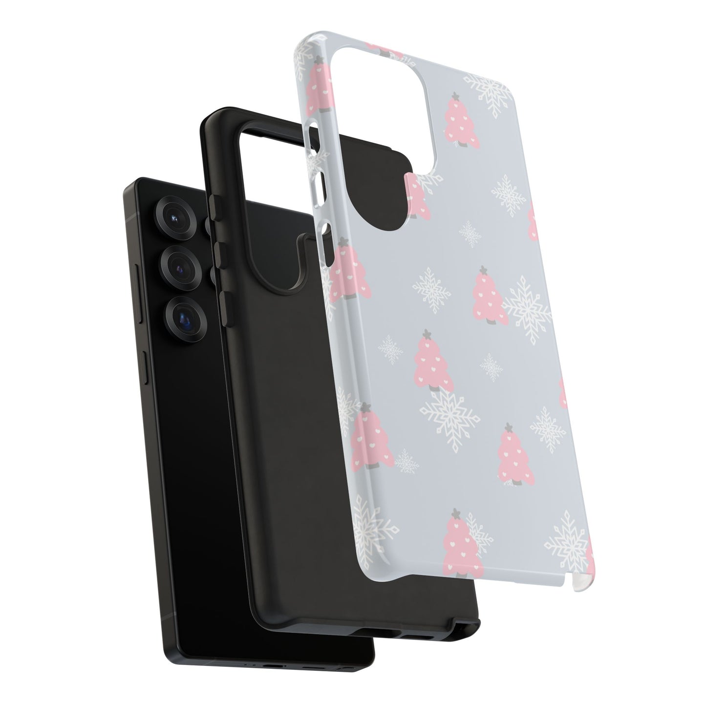 Christmas Pink Tree Tough Phone Case — Cute Holiday Snowflake Design