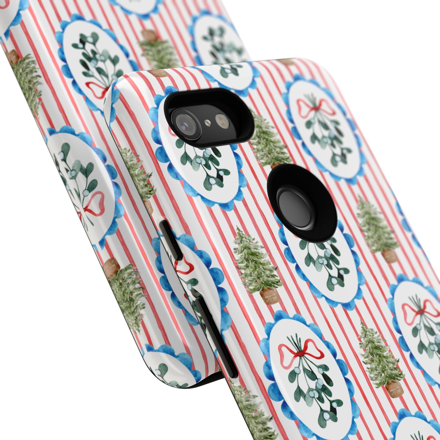 Christmas Wreath & Tree Pattern Phone Case — Festive Holiday Tough Case