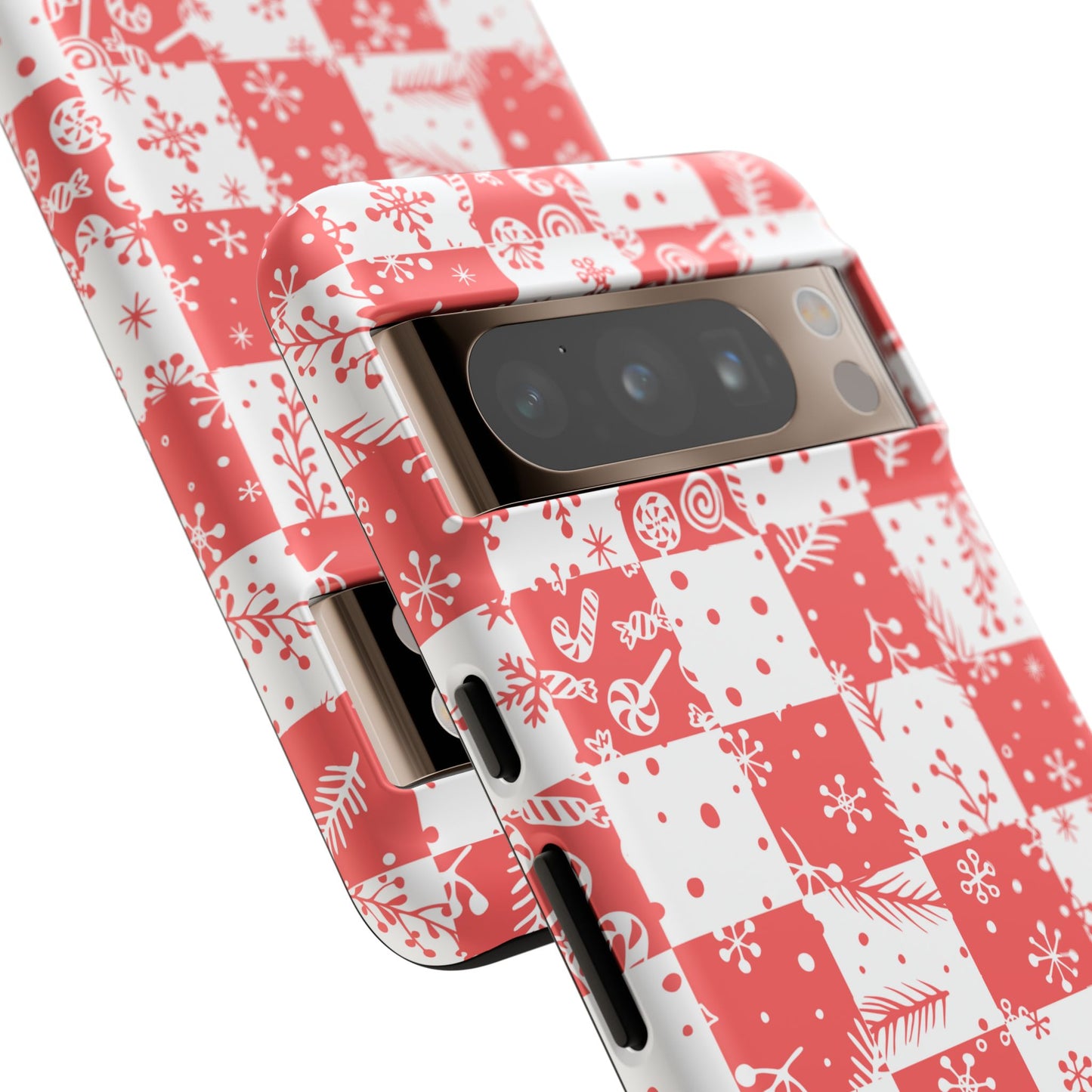 Christmas Red Buffalo Check Phone Case - Holiday Snowflake Pattern Tough Case