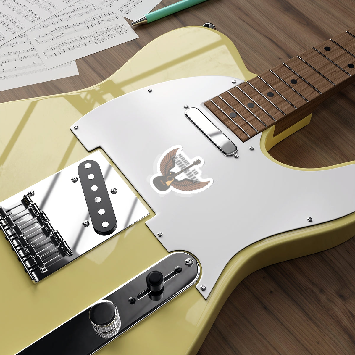 Made to Worship Guitar Sticker — Christian Music Die-Cut Sticker