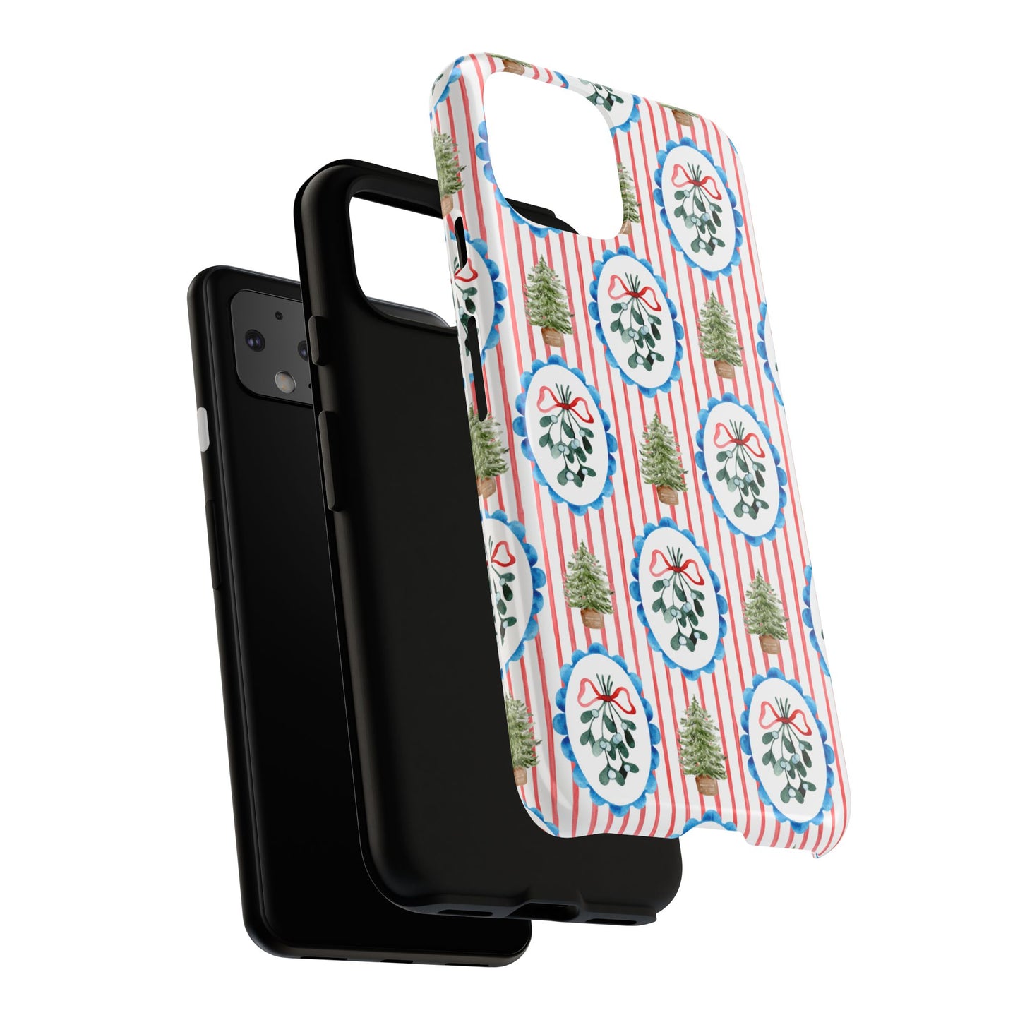Christmas Wreath & Tree Pattern Phone Case — Festive Holiday Tough Case