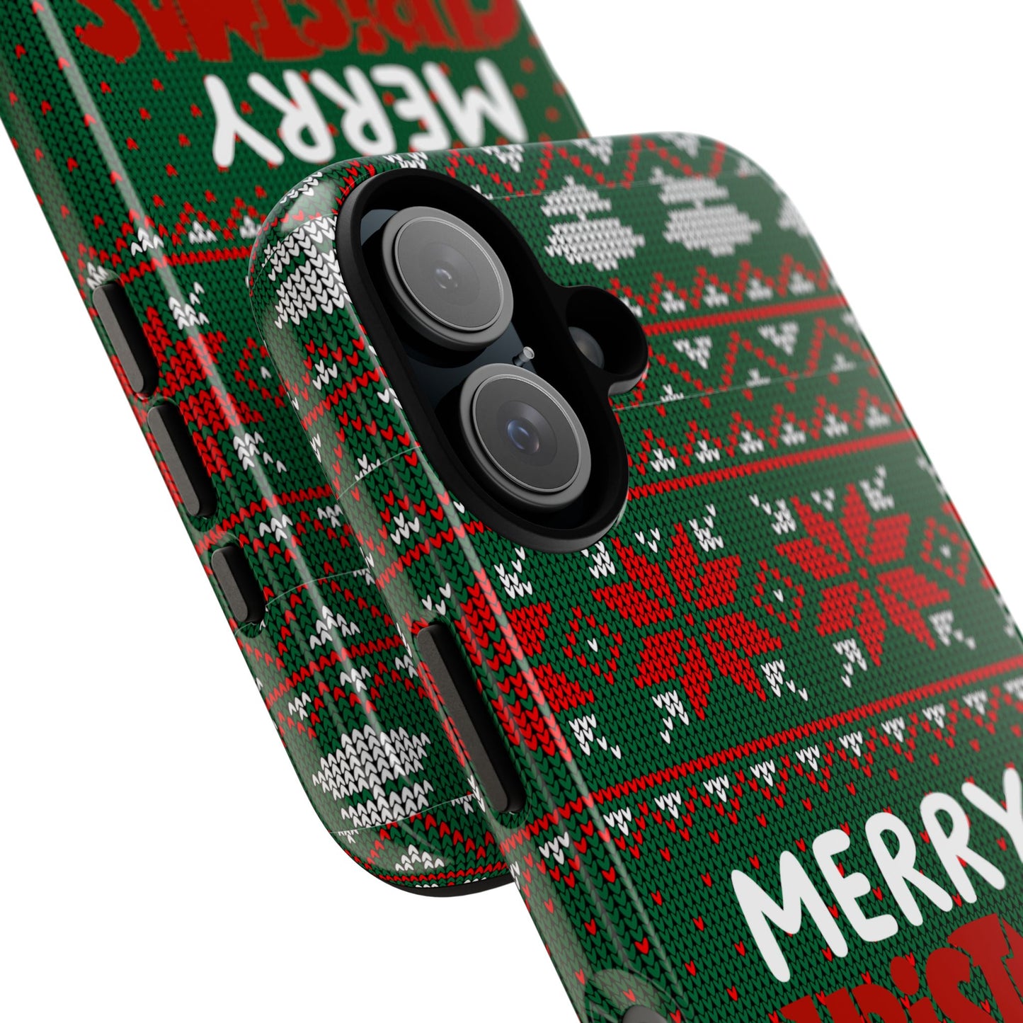 Merry Christmas Phone Case - Festive Green Ugly Sweater Design