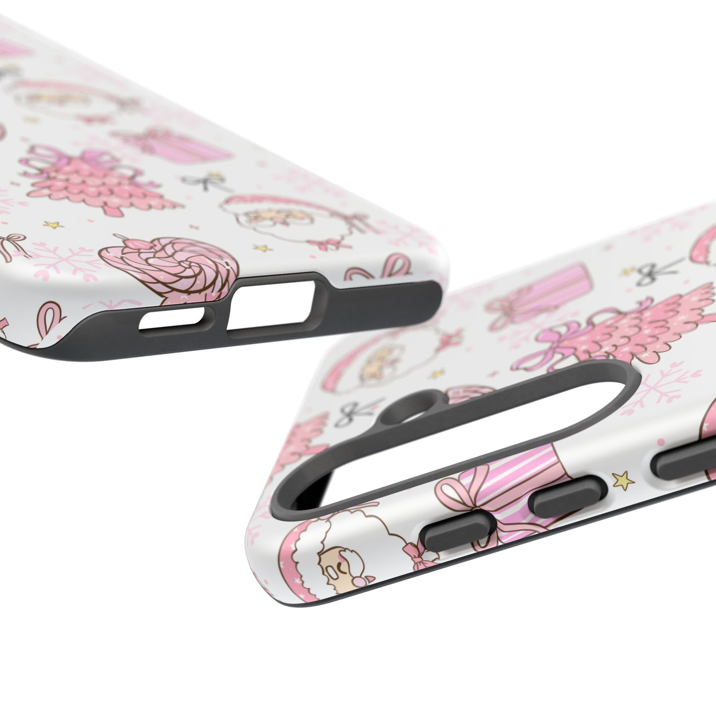 Christmas Pink Pattern Phone Case - Cute Santa, Tree & Gift Protective Cover