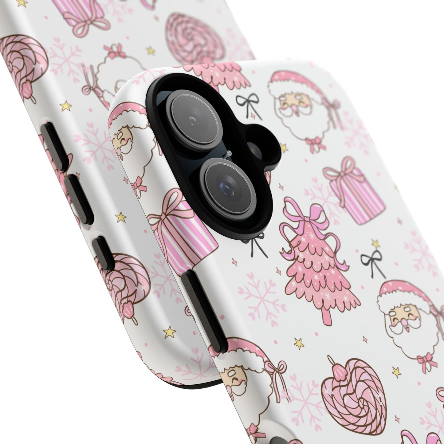 Christmas Pink Pattern Phone Case - Cute Santa, Tree & Gift Protective Cover