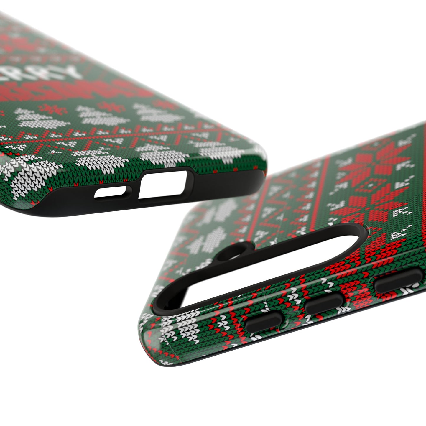 Merry Christmas Phone Case - Festive Green Ugly Sweater Design