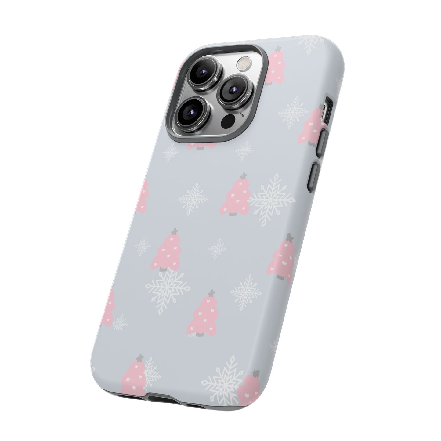 Christmas Pink Tree Tough Phone Case — Cute Holiday Snowflake Design