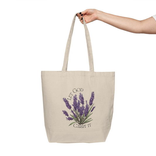 Let God Carry It, Lavender Design tote bag