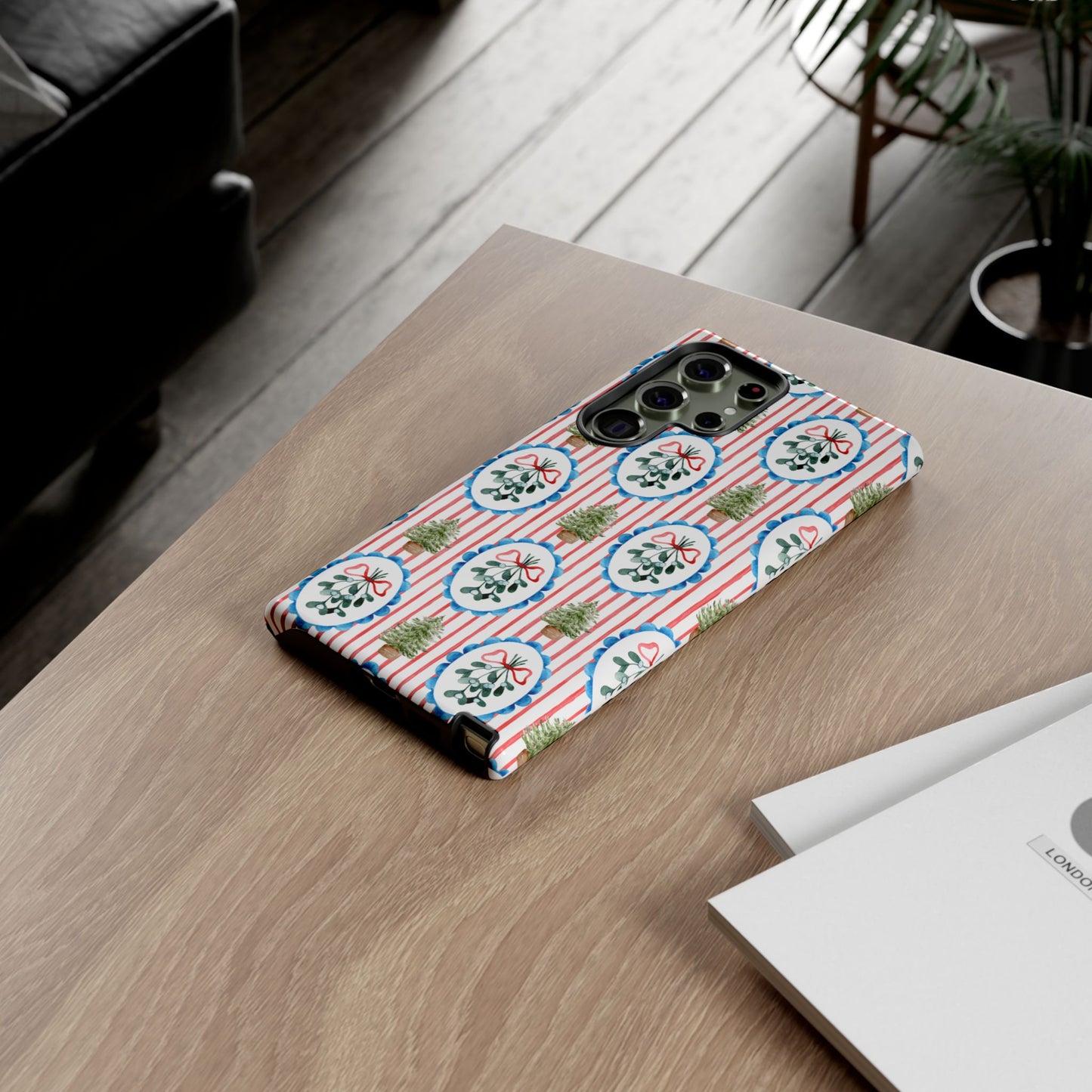 Christmas Wreath & Tree Pattern Phone Case — Festive Holiday Tough Case