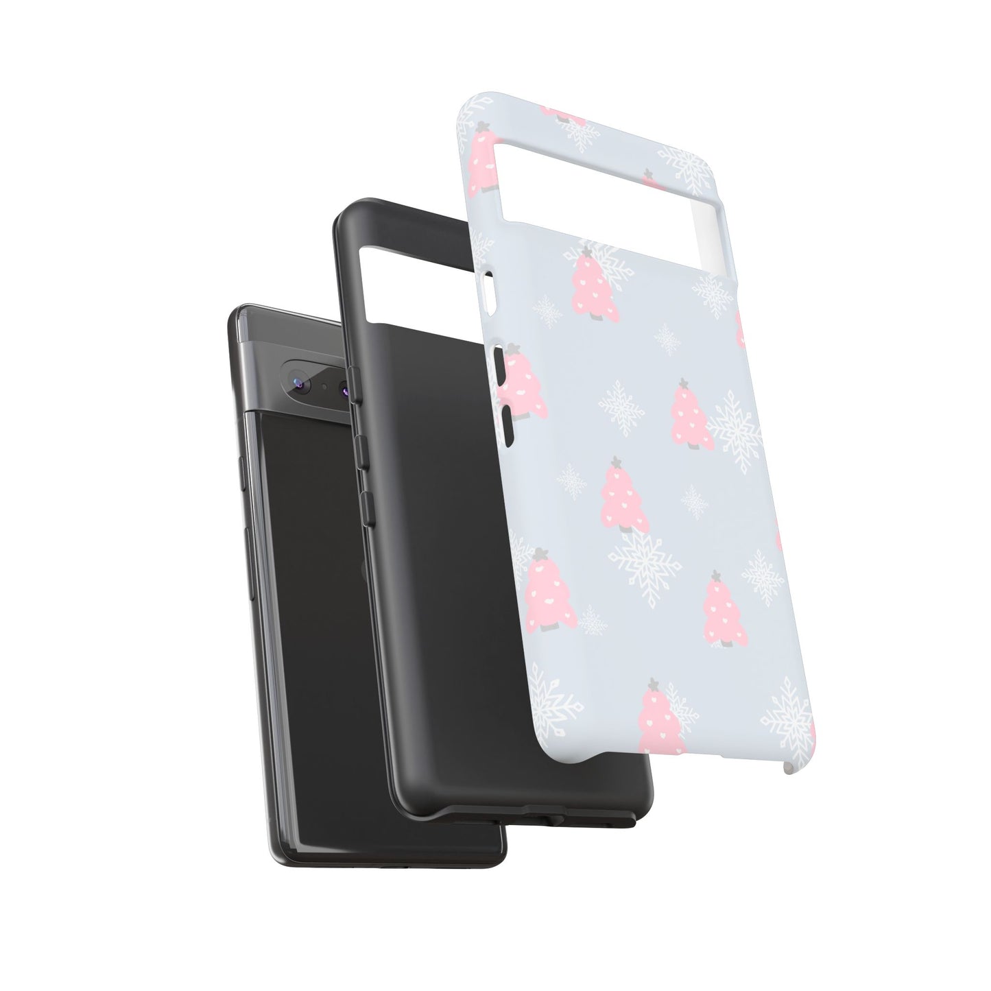 Christmas Pink Tree Tough Phone Case — Cute Holiday Snowflake Design