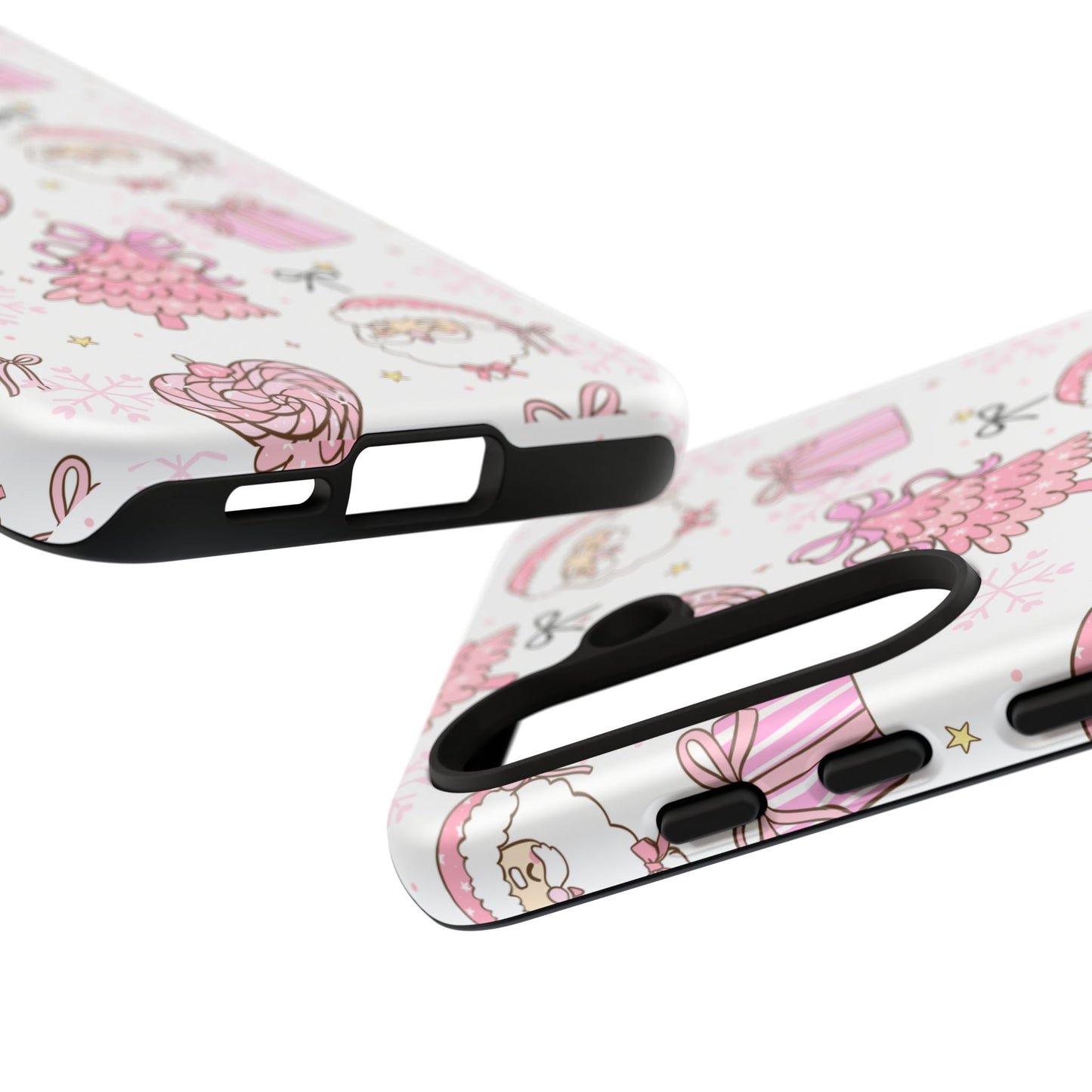 Christmas Pink Pattern Phone Case - Cute Santa, Tree & Gift Protective Cover