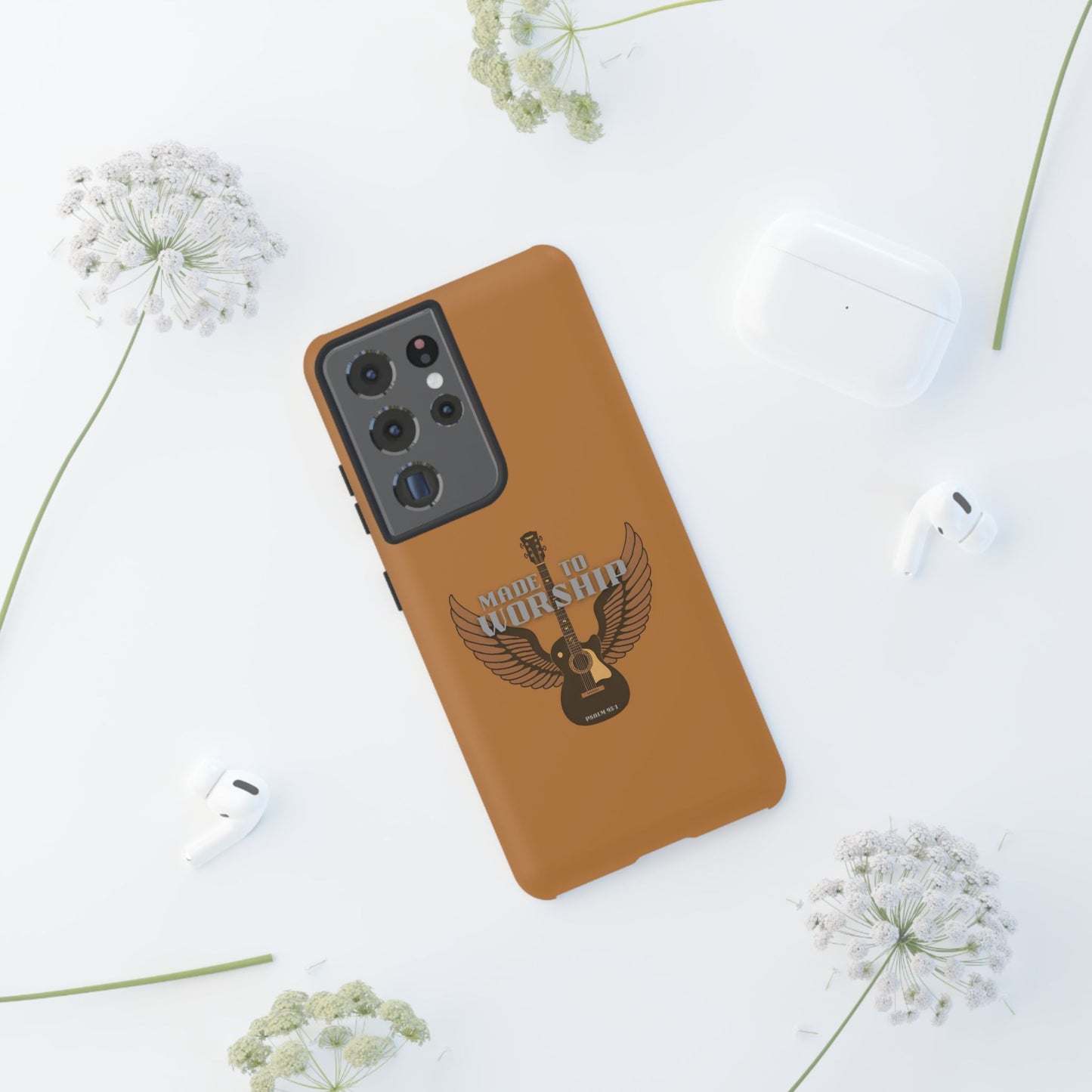 Tough Phone Case — "Made to Worship" Acoustic Guitar Wings Design