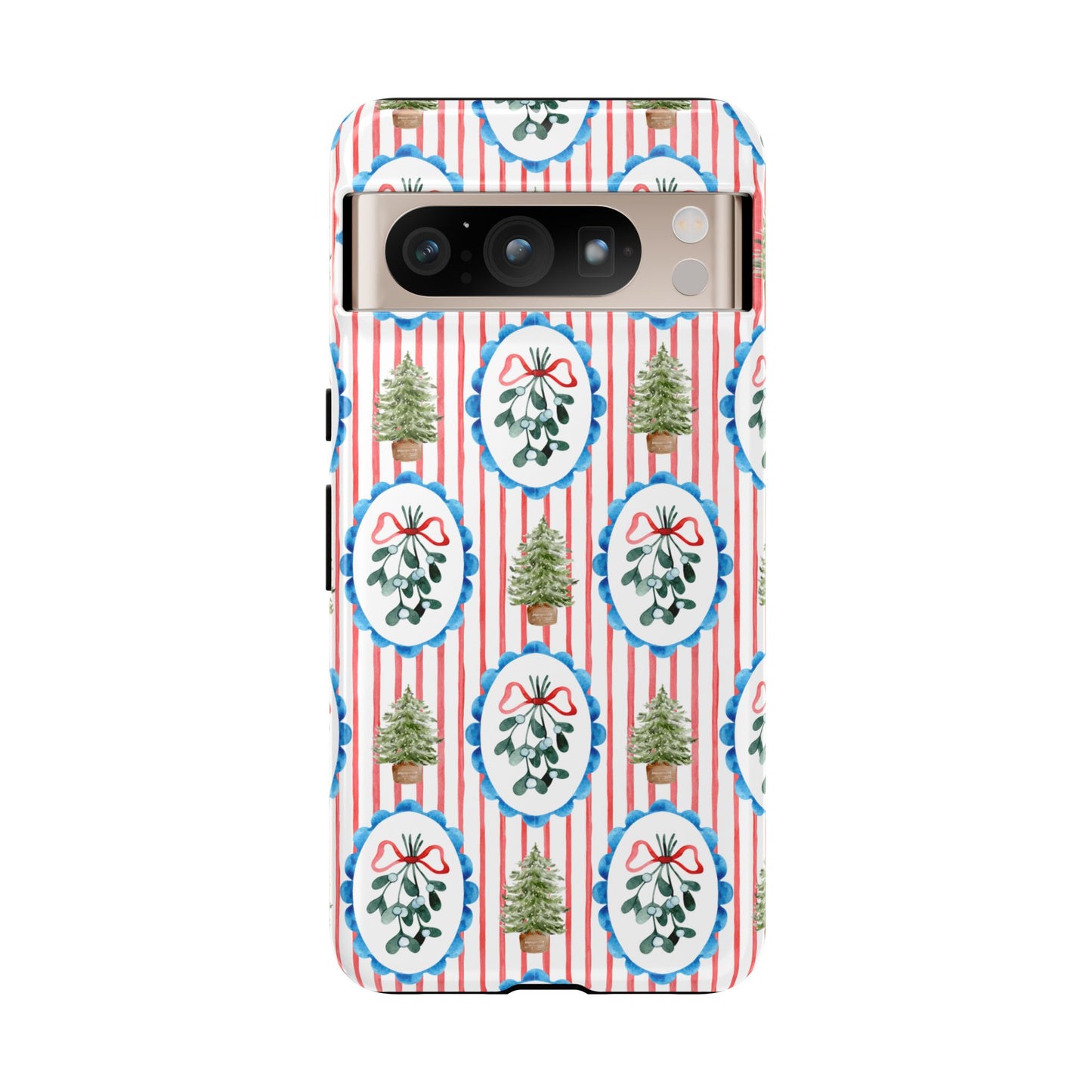 Christmas Wreath & Tree Pattern Phone Case — Festive Holiday Tough Case