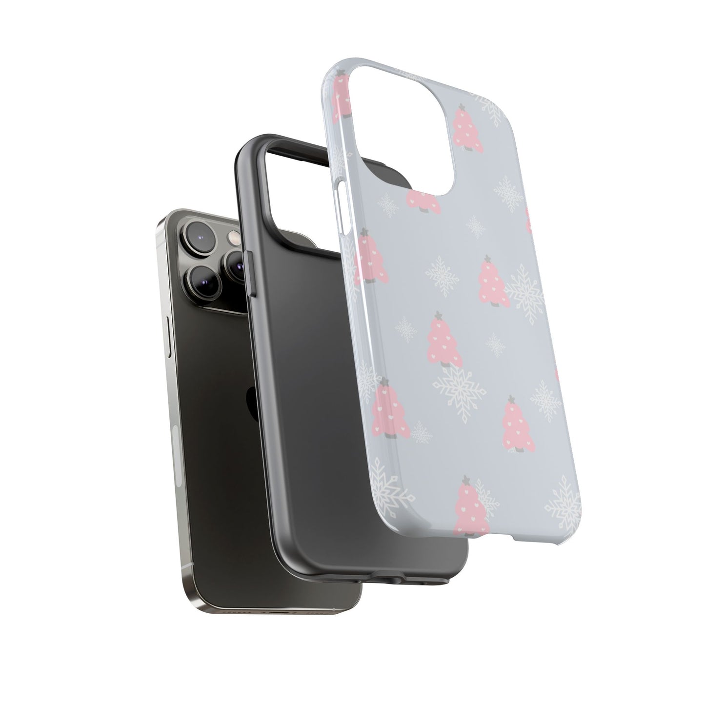 Christmas Pink Tree Tough Phone Case — Cute Holiday Snowflake Design