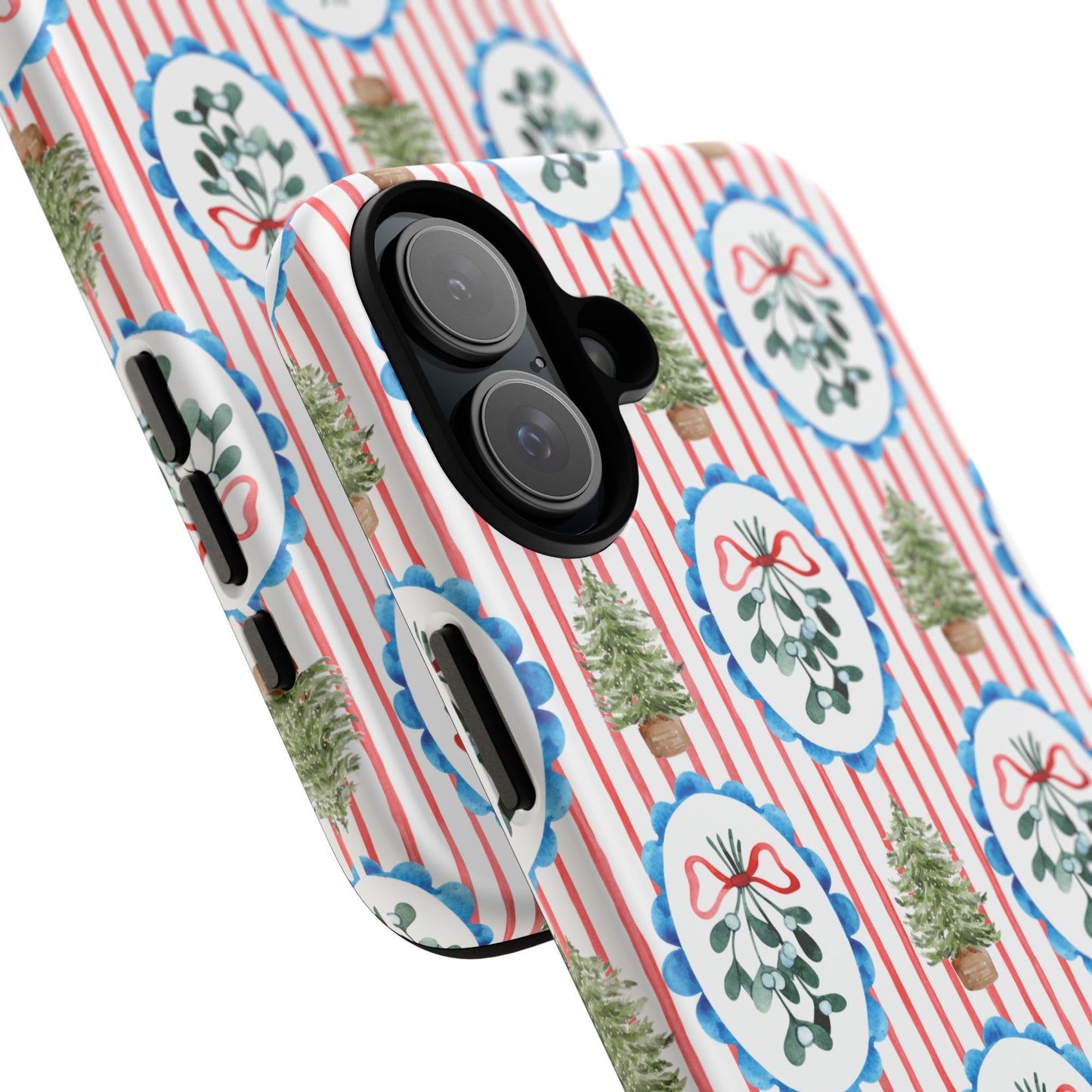 Christmas Wreath & Tree Pattern Phone Case — Festive Holiday Tough Case