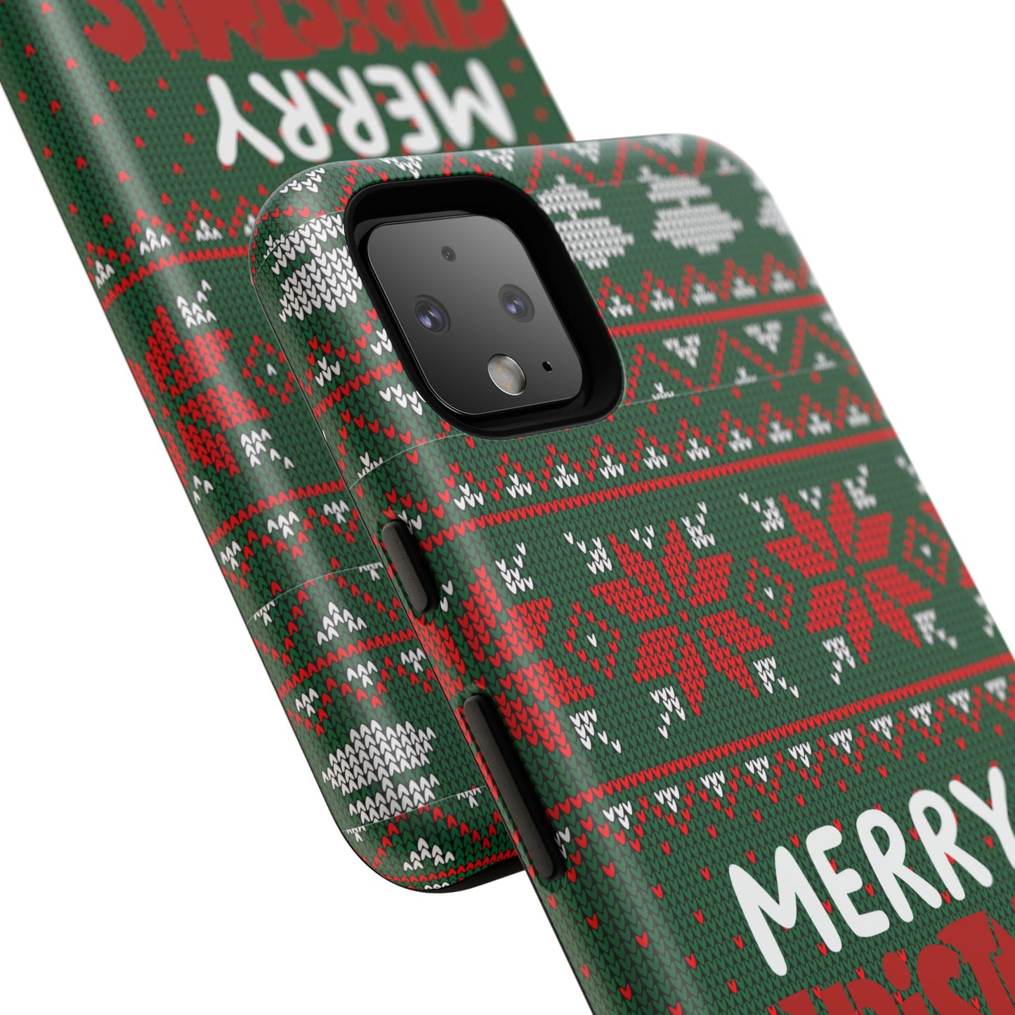 Merry Christmas Phone Case - Festive Green Ugly Sweater Design