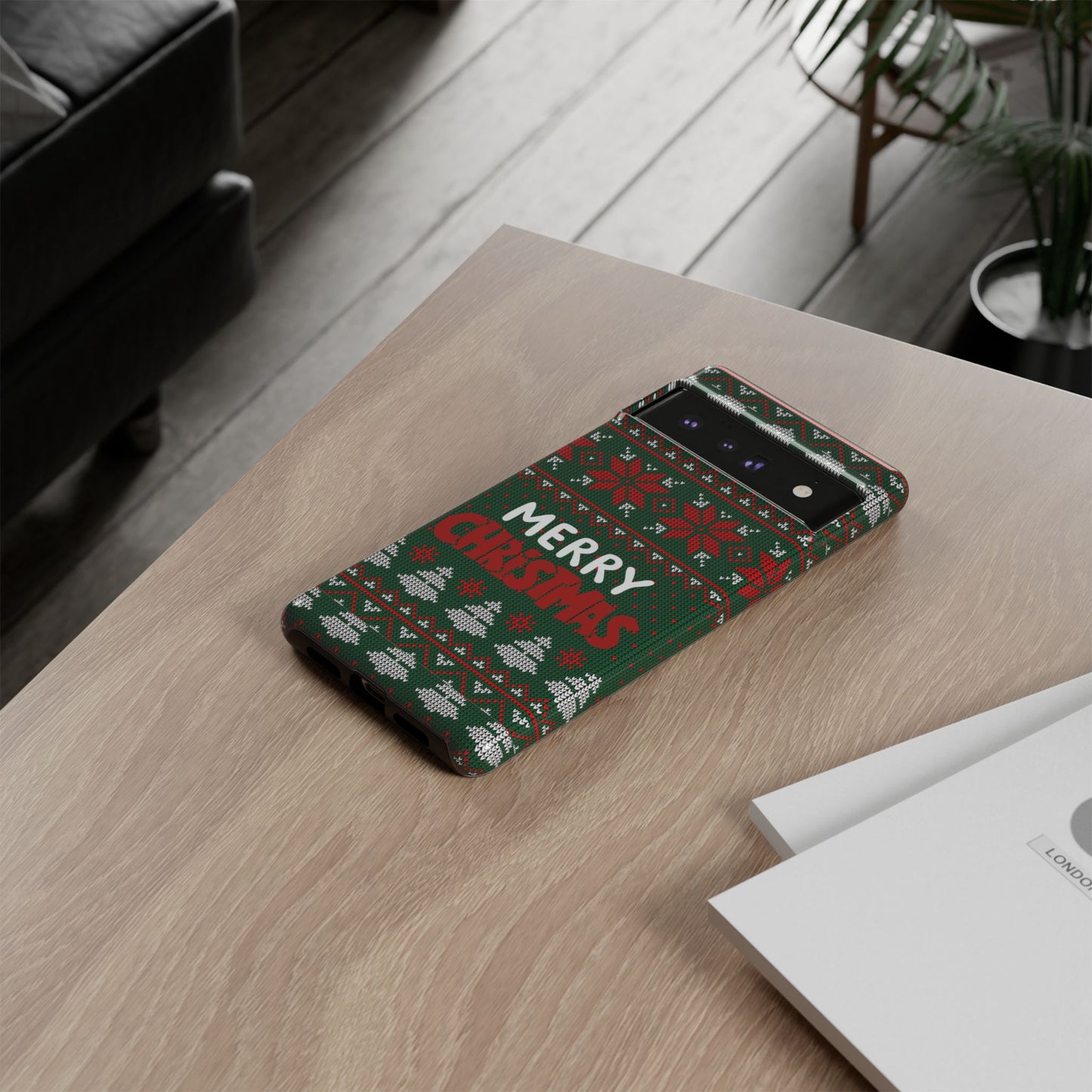 Merry Christmas Phone Case - Festive Green Ugly Sweater Design