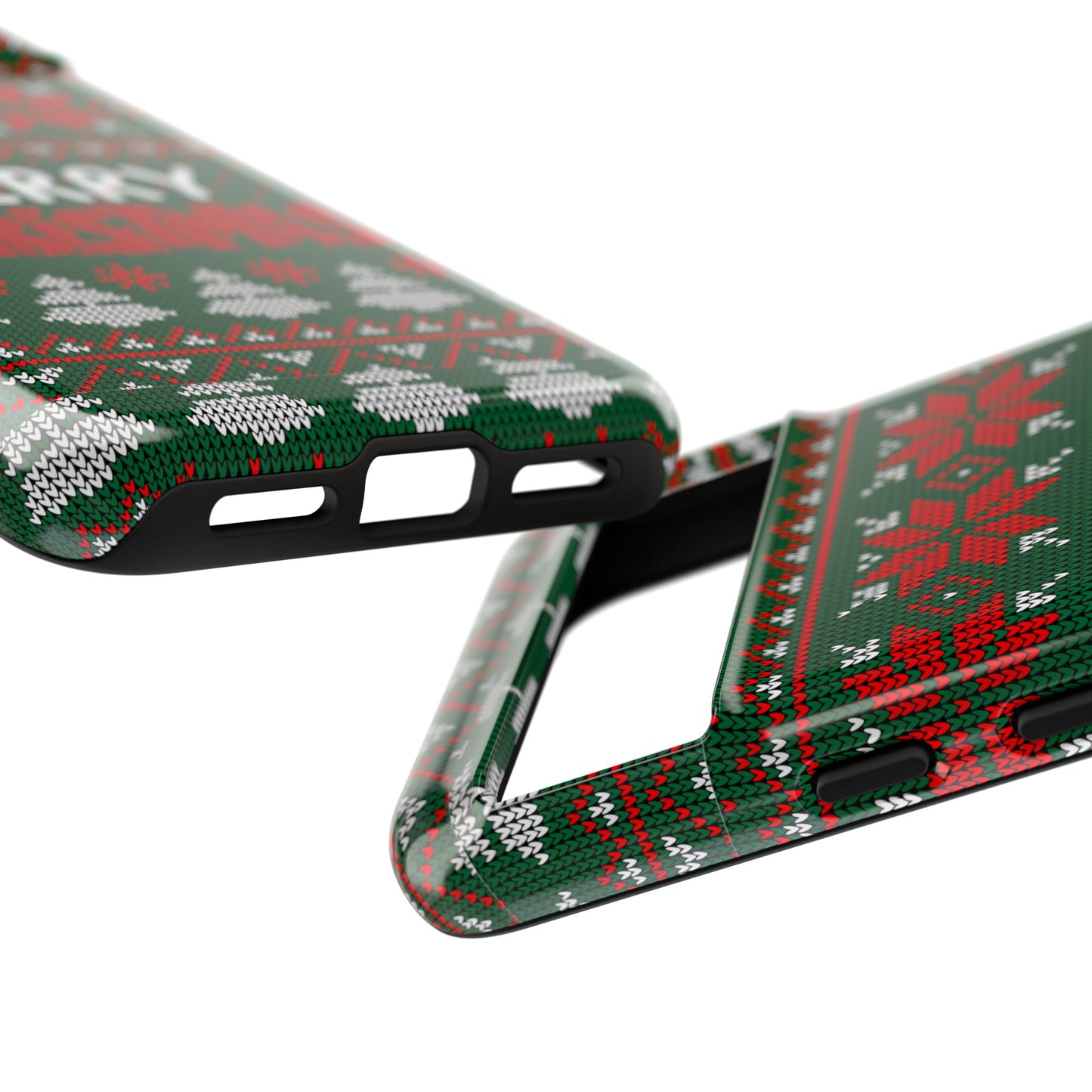 Merry Christmas Phone Case - Festive Green Ugly Sweater Design