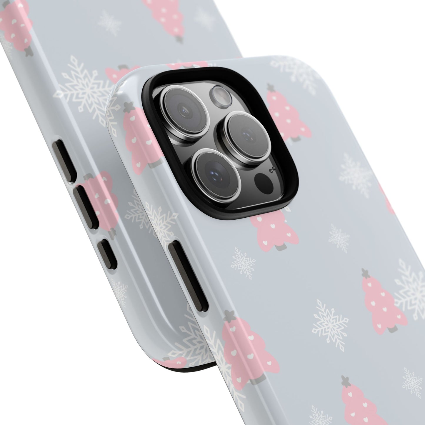Christmas Pink Tree Tough Phone Case — Cute Holiday Snowflake Design
