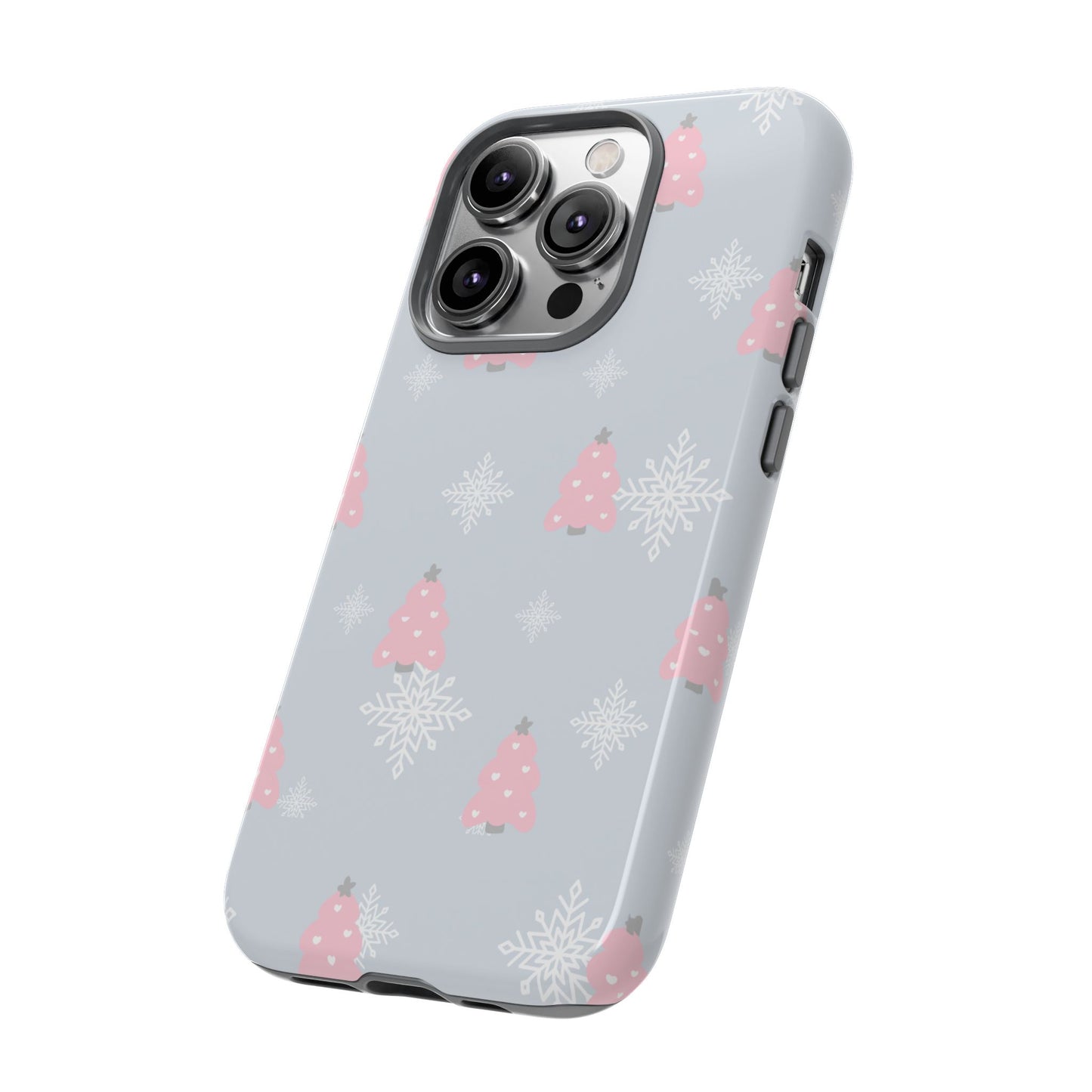 Christmas Pink Tree Tough Phone Case — Cute Holiday Snowflake Design