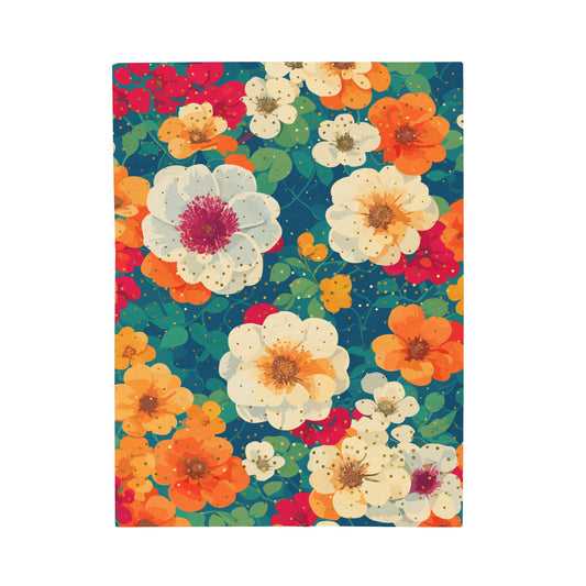 Plush Blanket - Vibrant Floral Design with a Hint of Sparkle