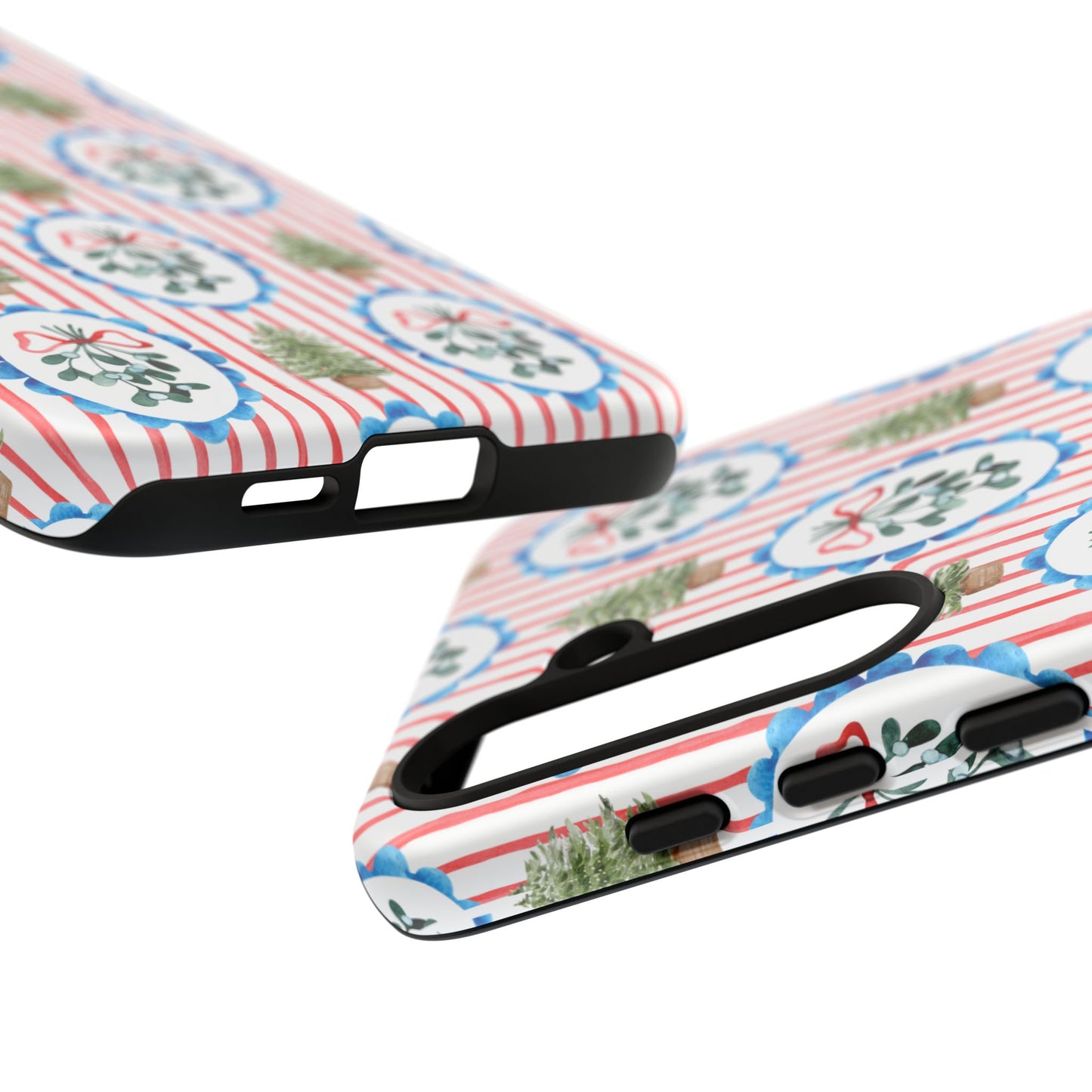 Christmas Wreath & Tree Pattern Phone Case — Festive Holiday Tough Case