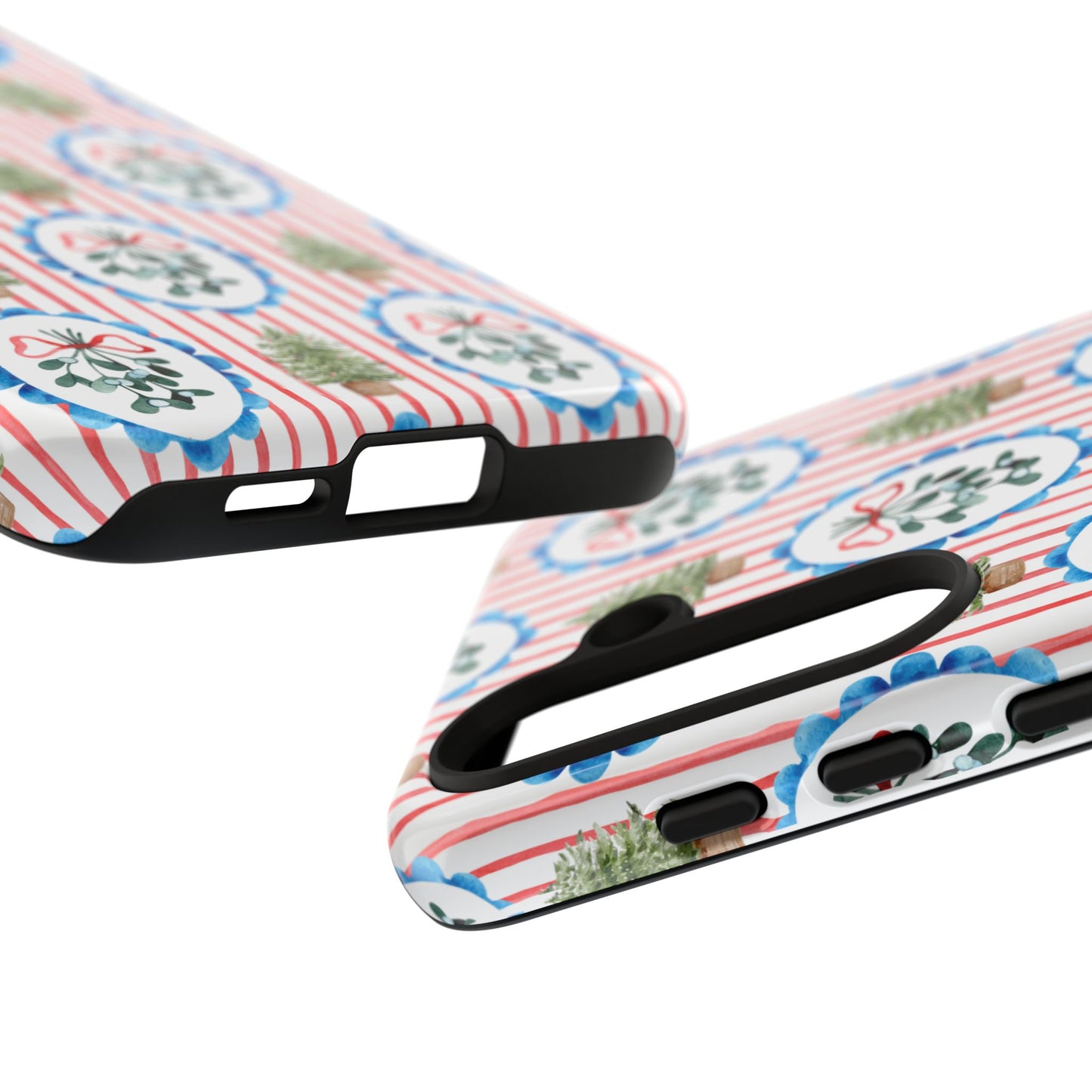 Christmas Wreath & Tree Pattern Phone Case — Festive Holiday Tough Case