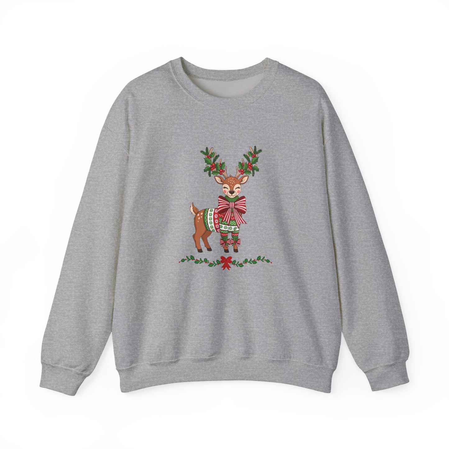 Christmas Reindeer Crewneck Sweatshirt - Festive Holiday Reindeer Design