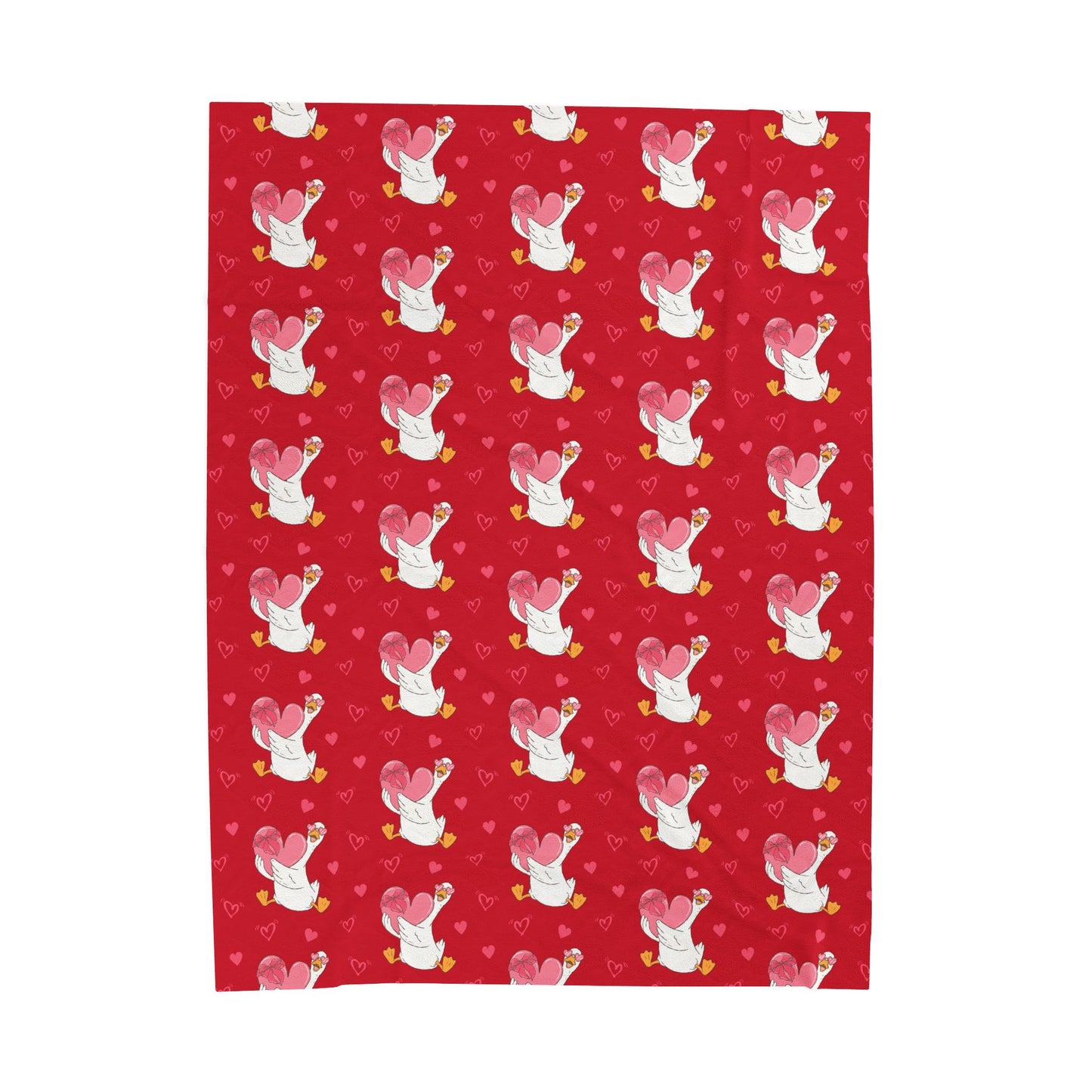 Valentine Plush Blanket — Cute Love Goose Velveteen Throw