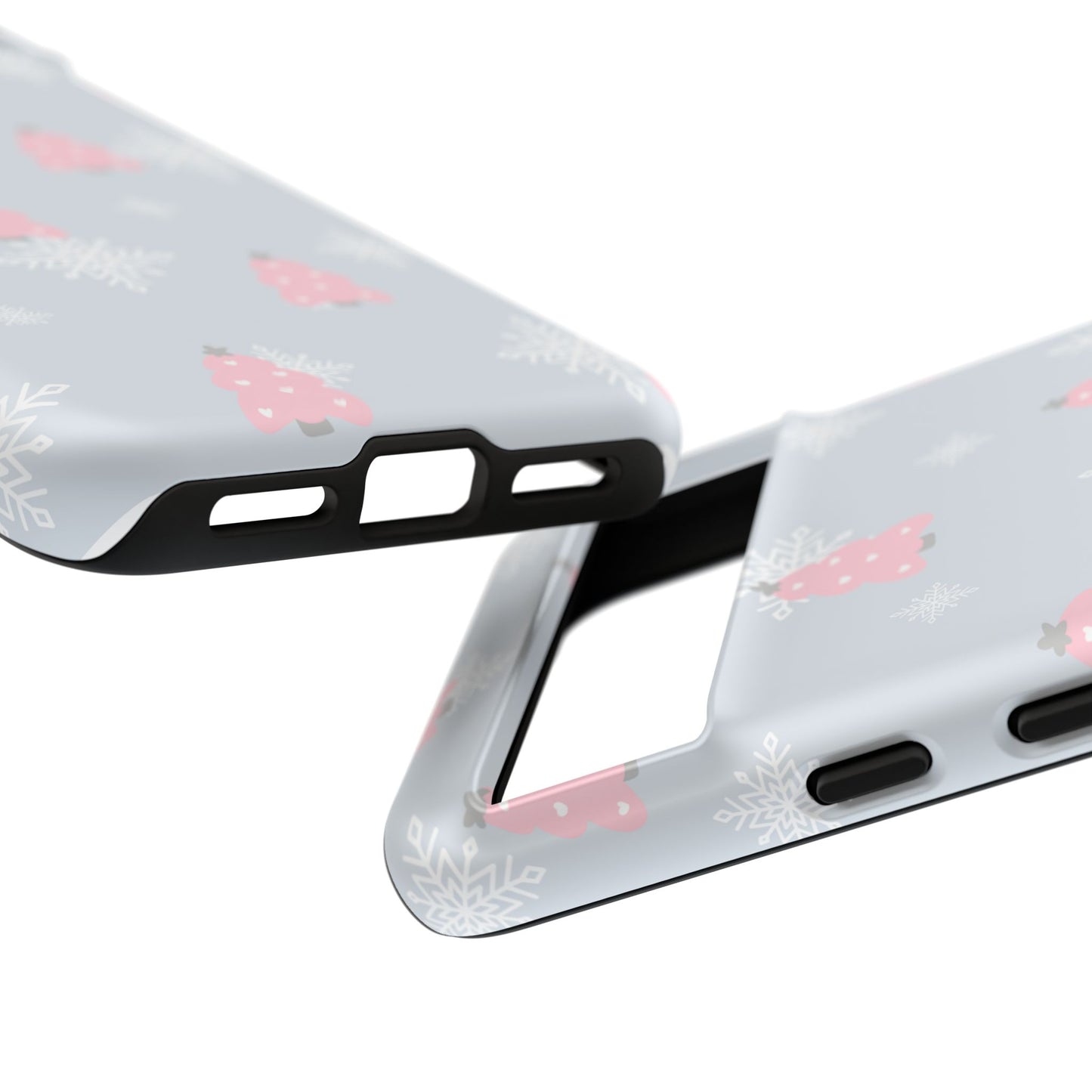 Christmas Pink Tree Tough Phone Case — Cute Holiday Snowflake Design