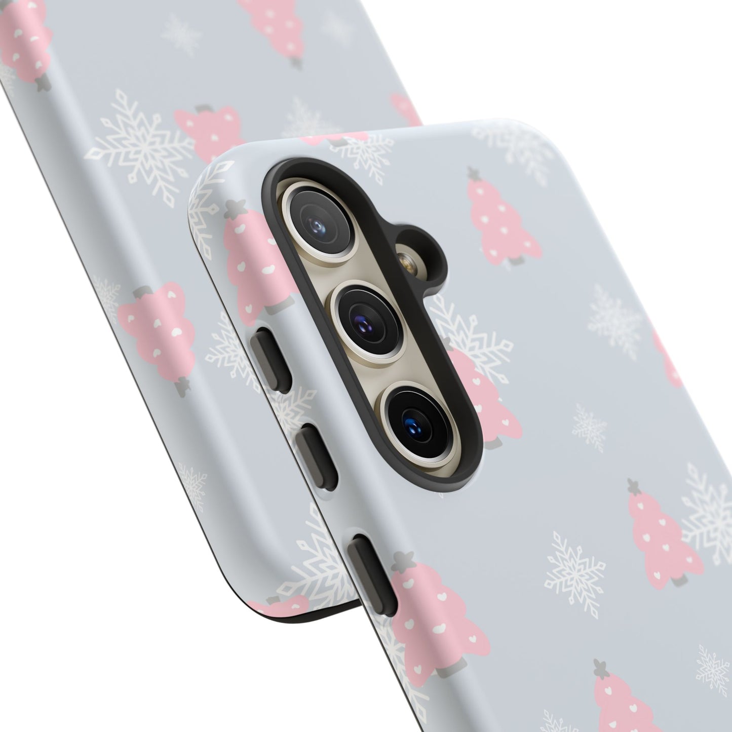 Christmas Pink Tree Tough Phone Case — Cute Holiday Snowflake Design