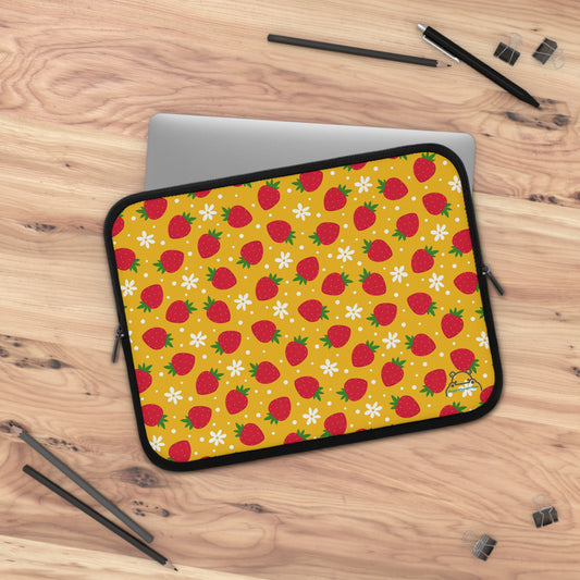 Strawberry Print Laptop Sleeve, Cute Tech Case