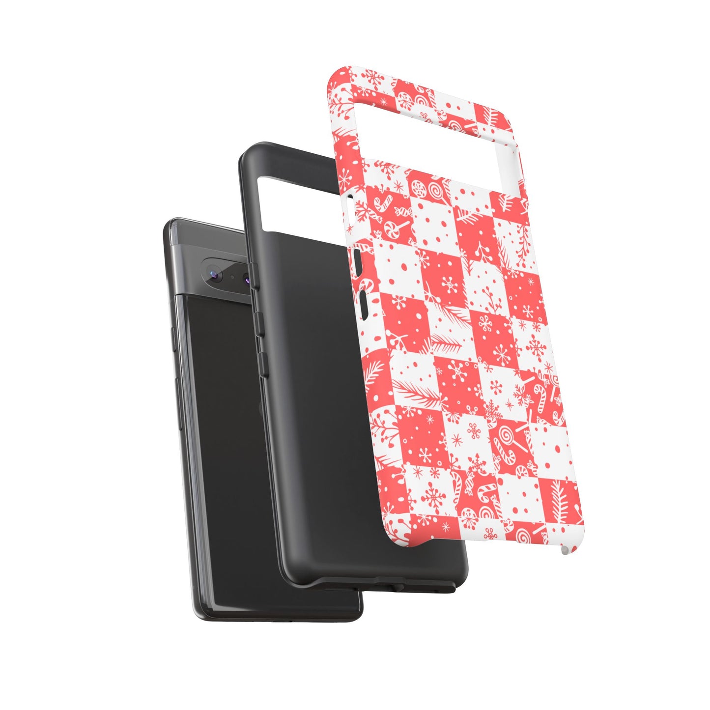 Christmas Red Buffalo Check Phone Case - Holiday Snowflake Pattern Tough Case