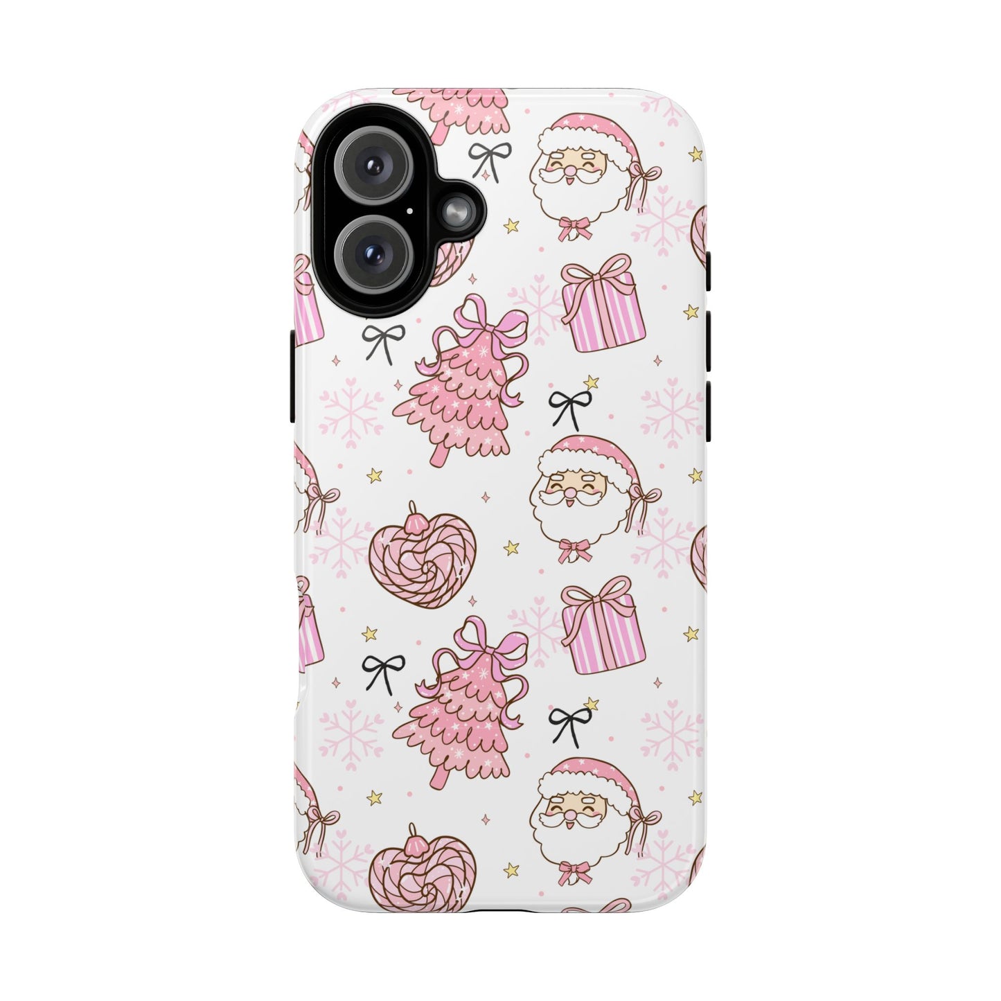 Christmas Pink Pattern Phone Case - Cute Santa, Tree & Gift Protective Cover