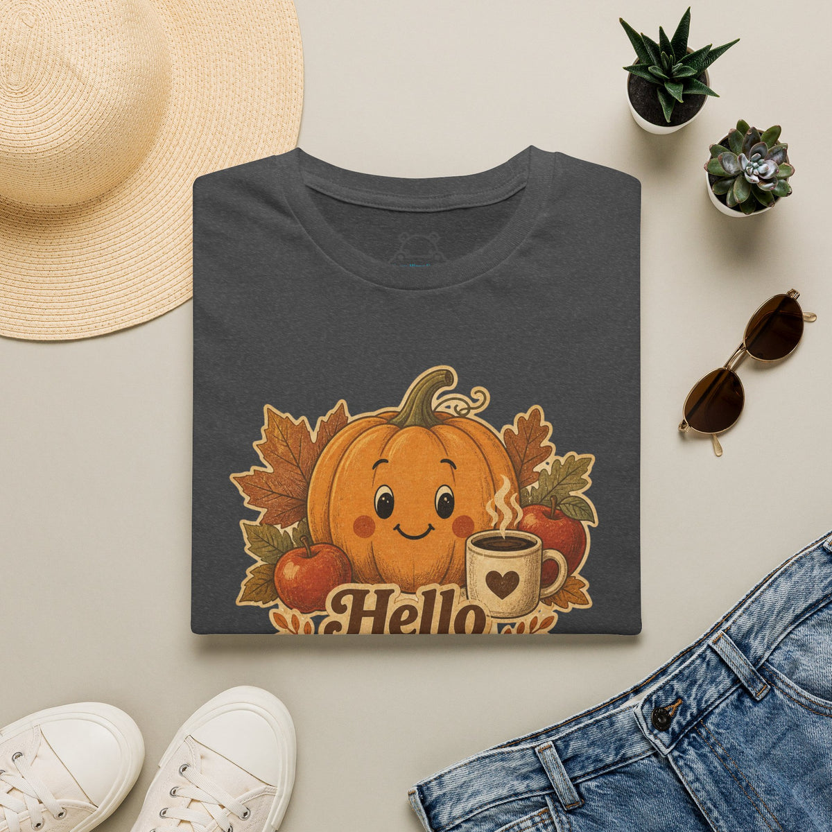 Hello Pumpkin T-Shirt — Cute Vintage Pumpkin Fall Tee