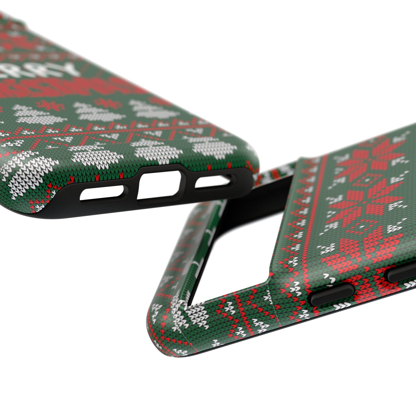 Merry Christmas Phone Case - Festive Green Ugly Sweater Design