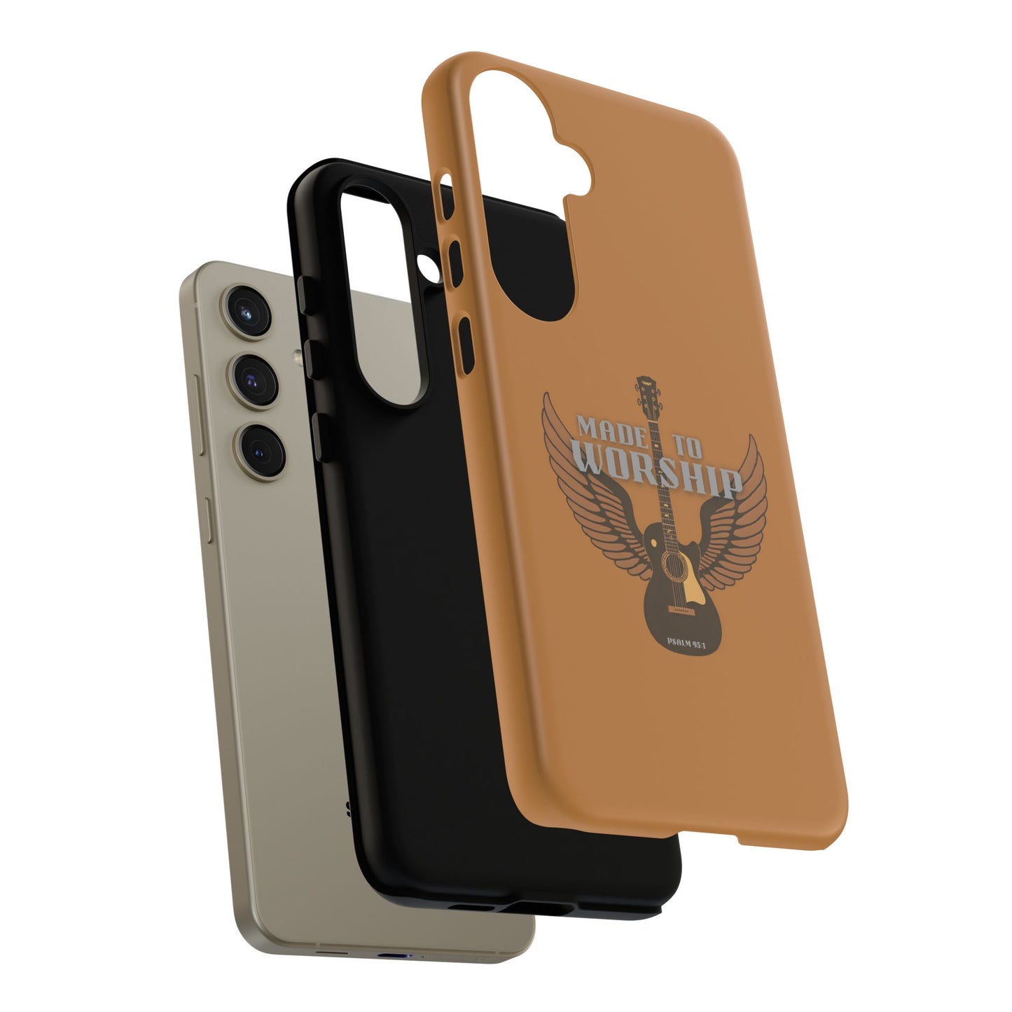 Tough Phone Case — "Made to Worship" Acoustic Guitar Wings Design