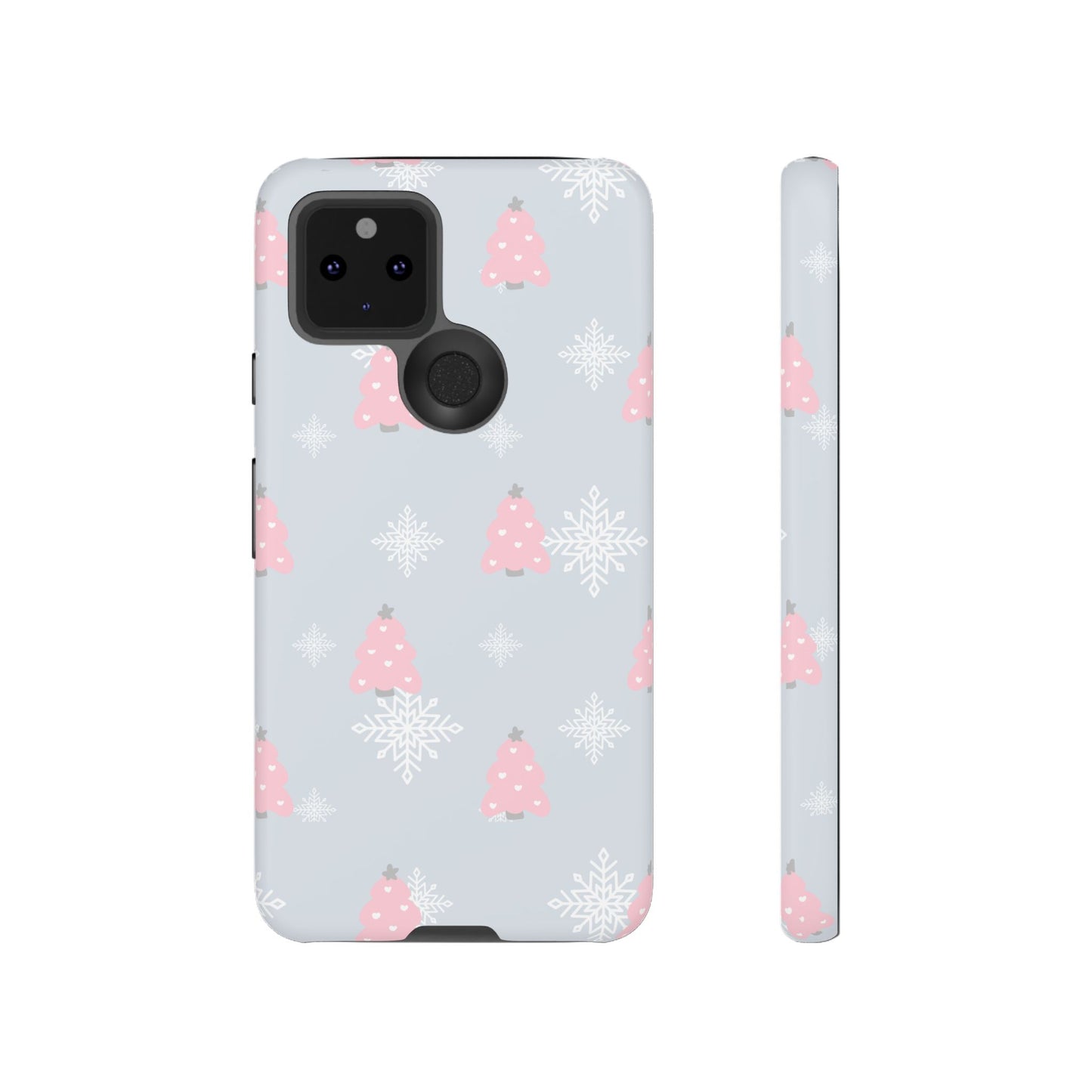 Christmas Pink Tree Tough Phone Case — Cute Holiday Snowflake Design