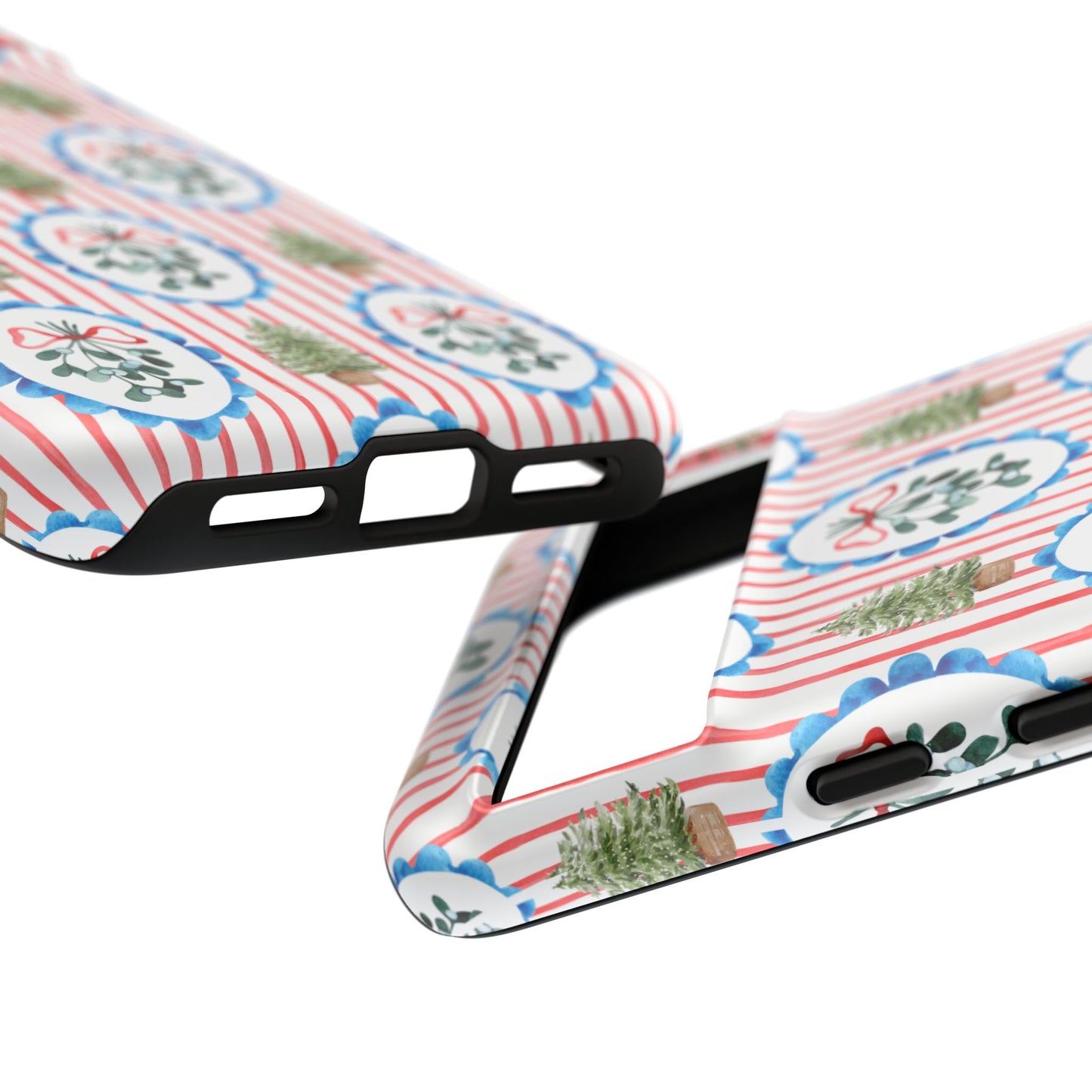 Christmas Wreath & Tree Pattern Phone Case — Festive Holiday Tough Case
