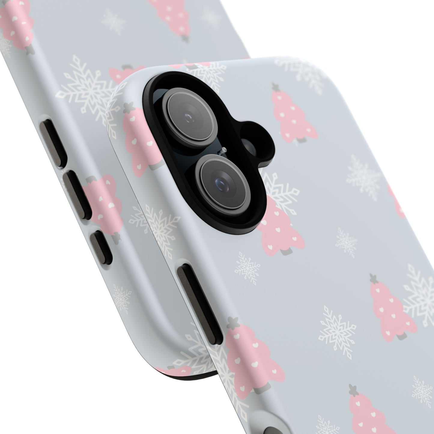 Christmas Pink Tree Tough Phone Case — Cute Holiday Snowflake Design