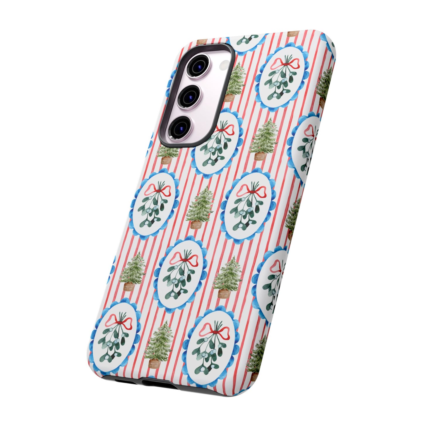 Christmas Wreath & Tree Pattern Phone Case — Festive Holiday Tough Case