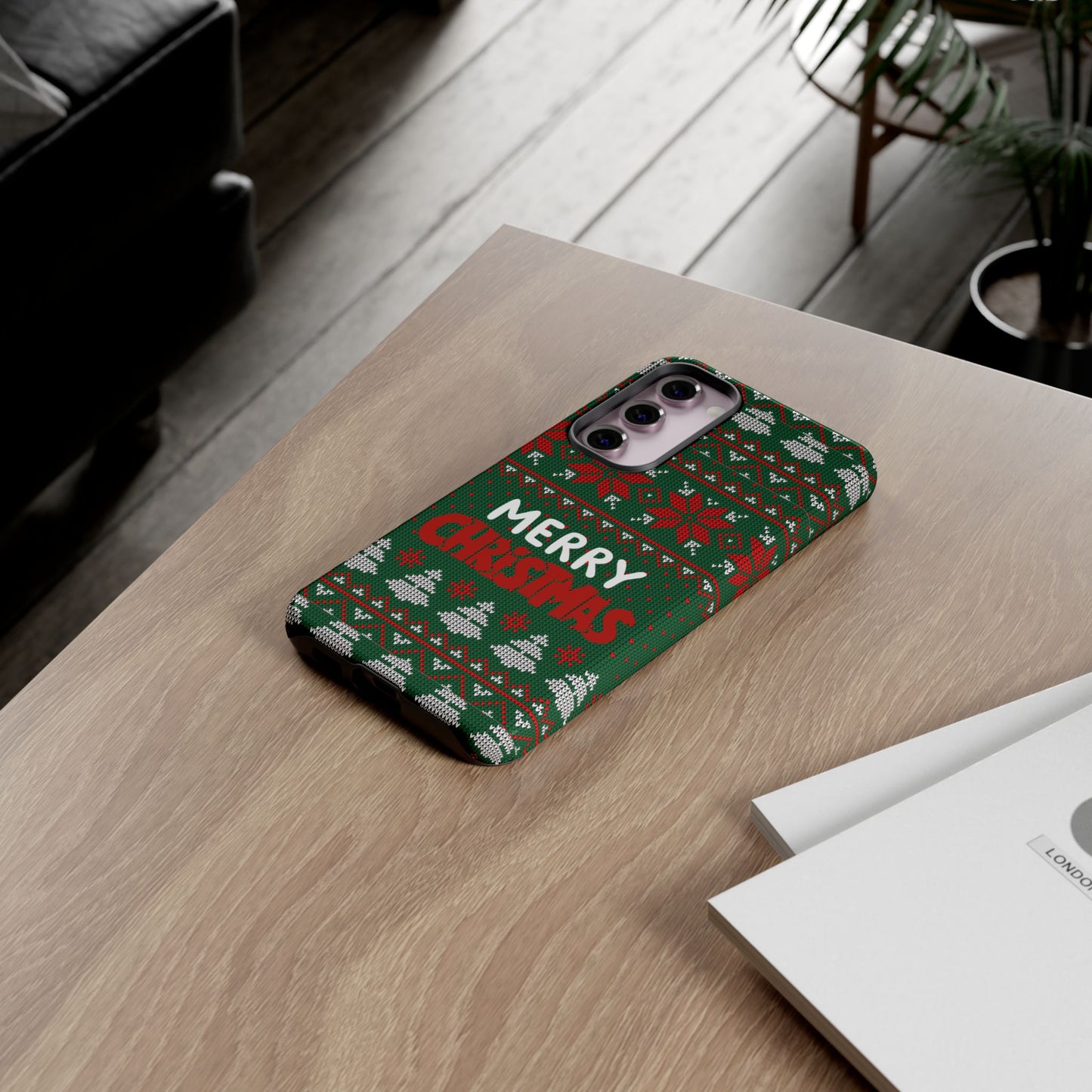 Merry Christmas Phone Case - Festive Green Ugly Sweater Design