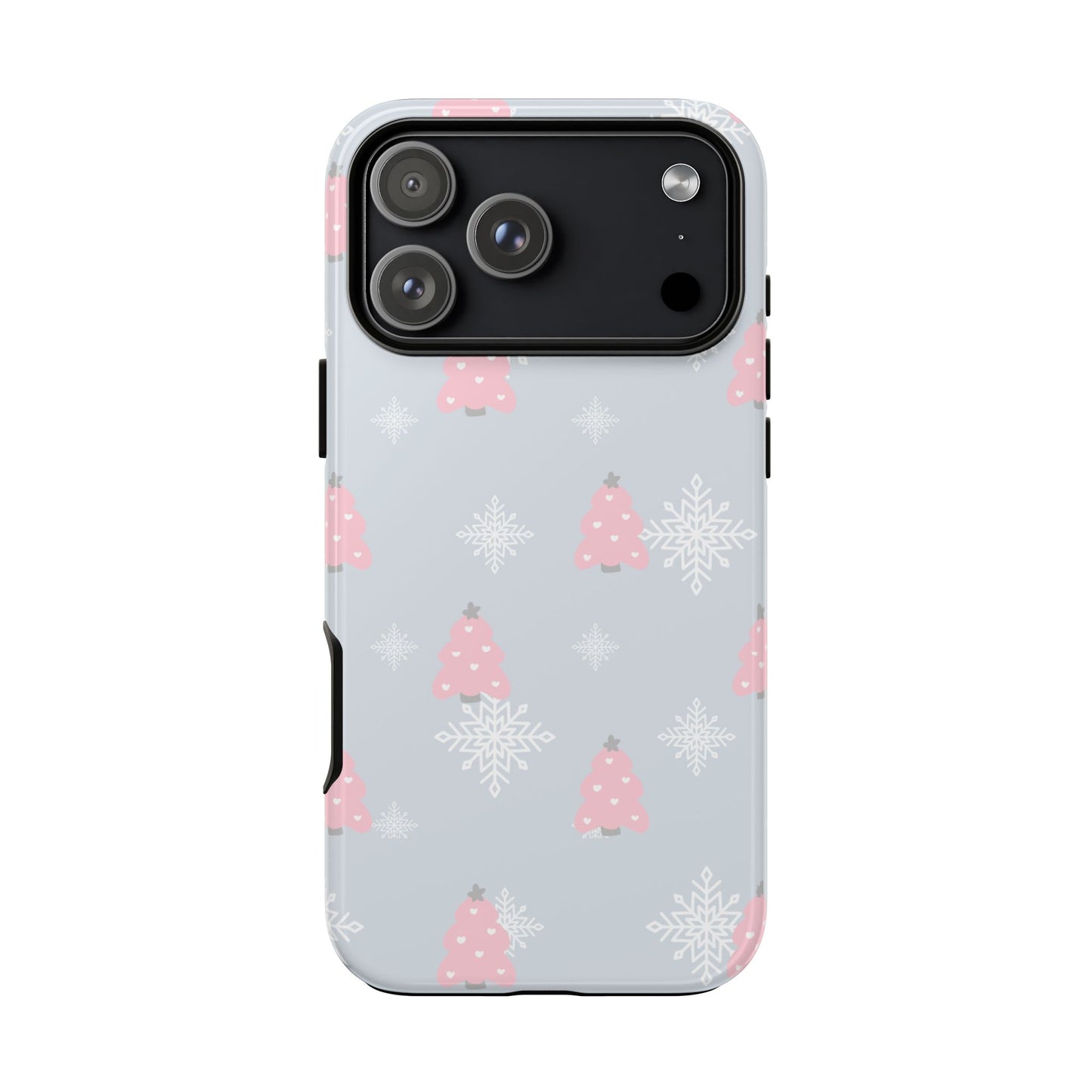 Christmas Pink Tree Tough Phone Case — Cute Holiday Snowflake Design