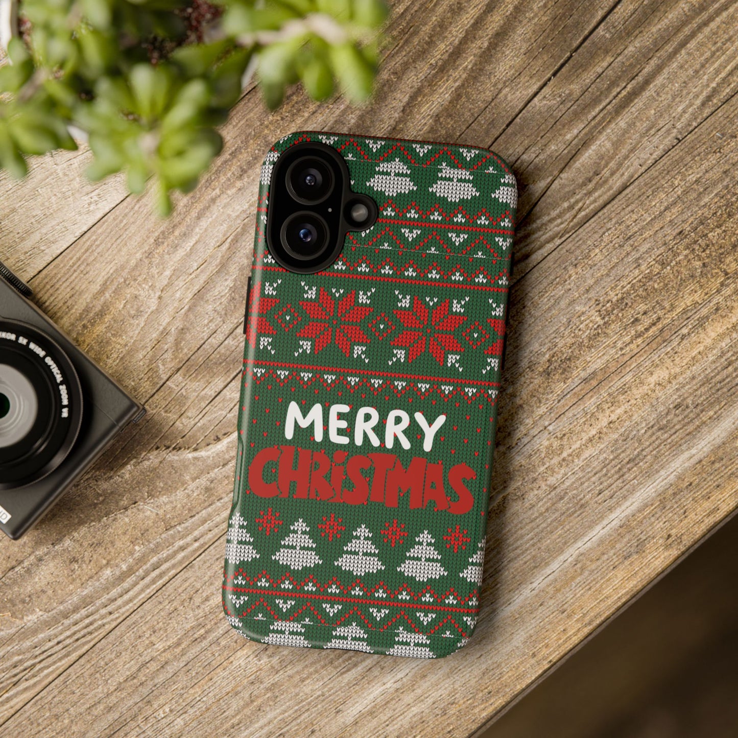 Merry Christmas Phone Case - Festive Green Ugly Sweater Design