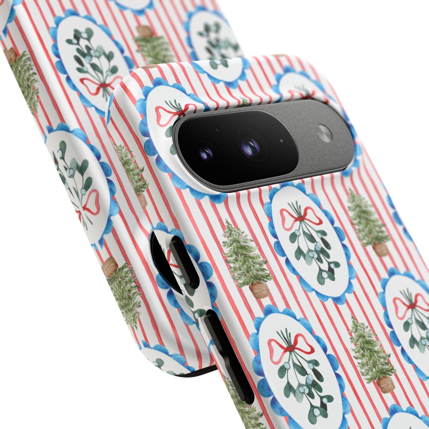 Christmas Wreath & Tree Pattern Phone Case — Festive Holiday Tough Case