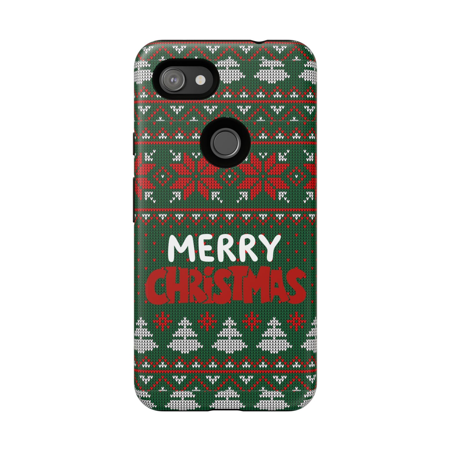 Merry Christmas Phone Case - Festive Green Ugly Sweater Design