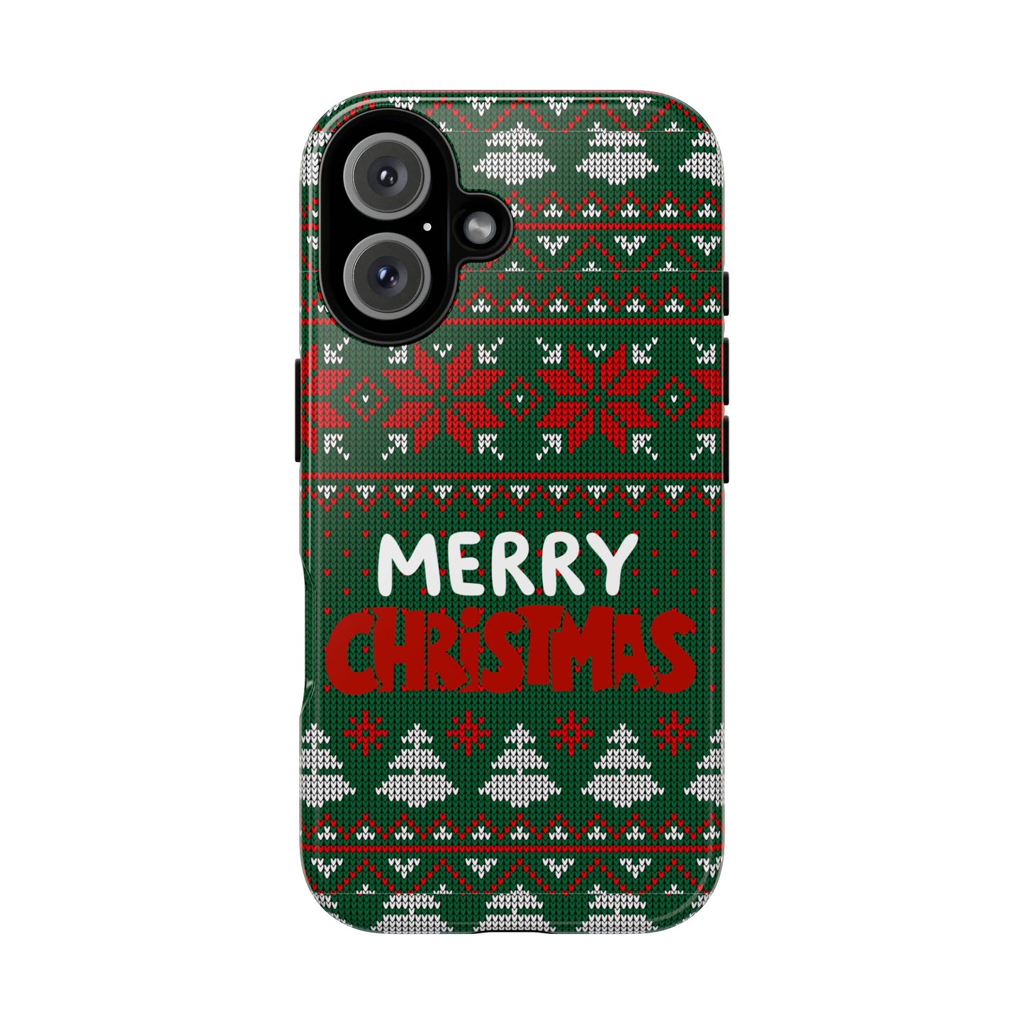 Merry Christmas Phone Case - Festive Green Ugly Sweater Design