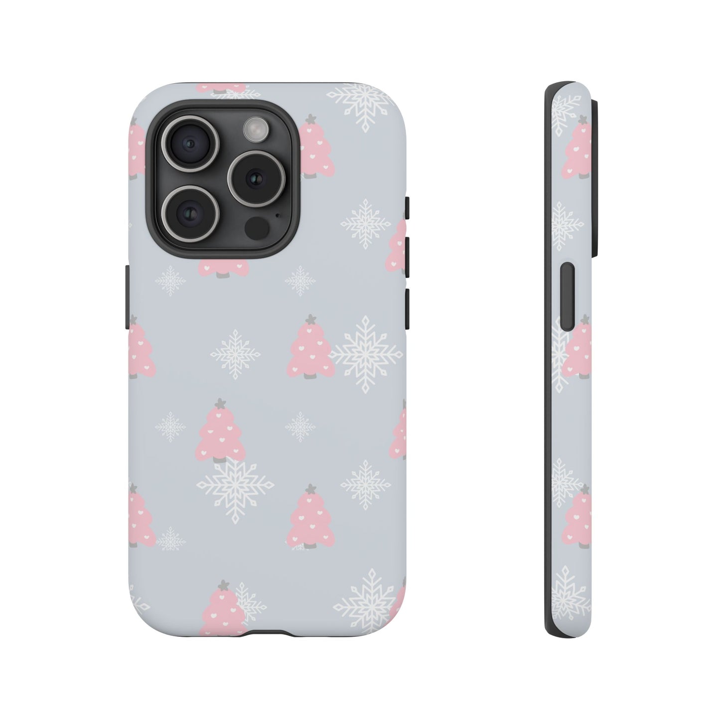 Christmas Pink Tree Tough Phone Case — Cute Holiday Snowflake Design