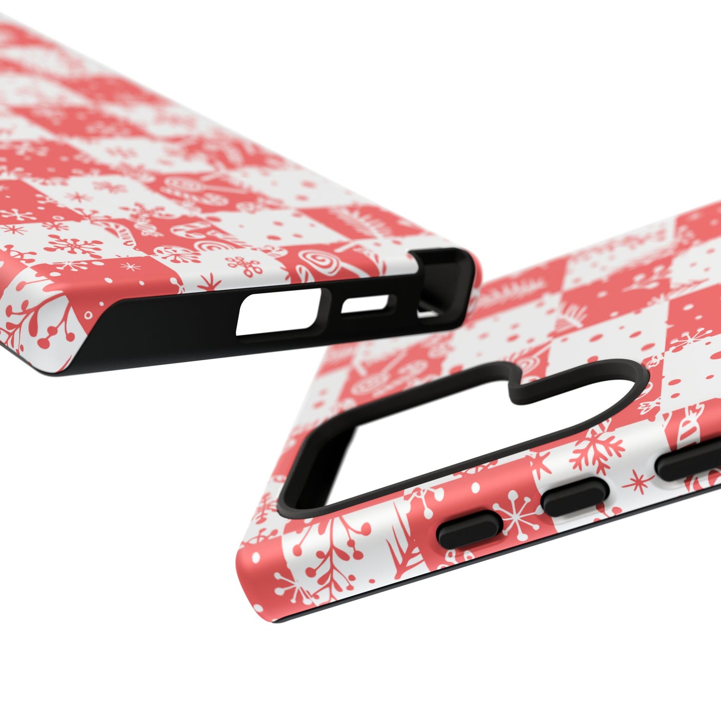 Christmas Red Buffalo Check Phone Case - Holiday Snowflake Pattern Tough Case
