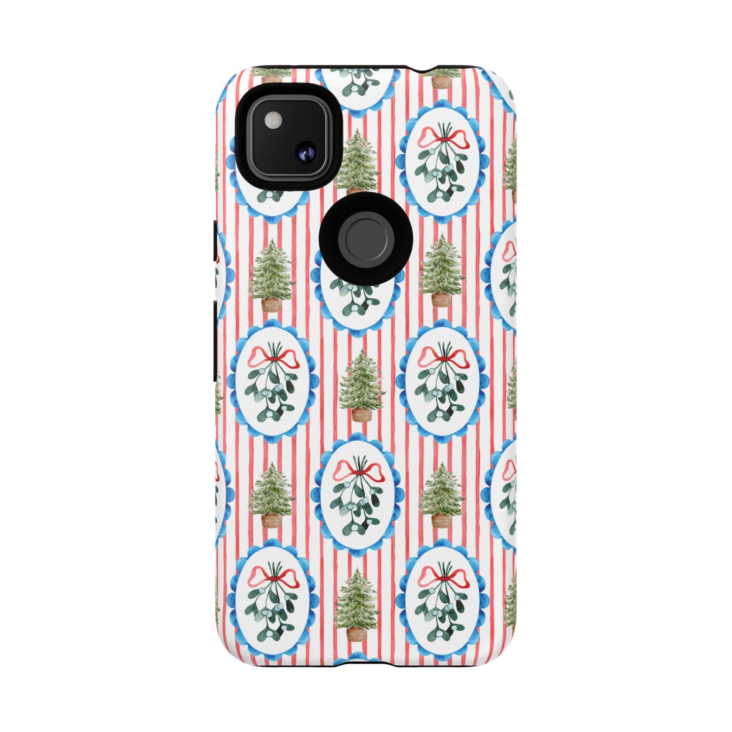 Christmas Wreath & Tree Pattern Phone Case — Festive Holiday Tough Case