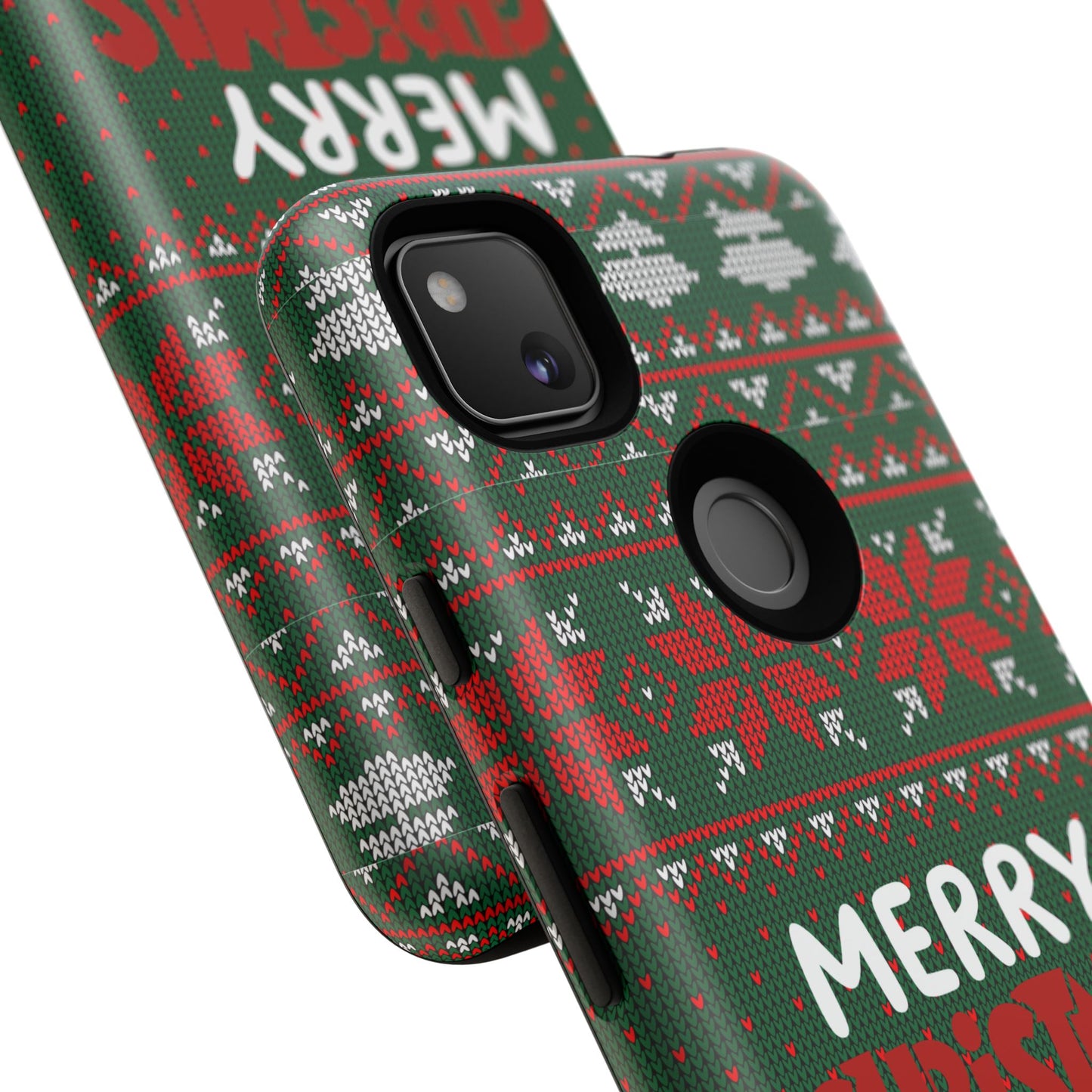 Merry Christmas Phone Case - Festive Green Ugly Sweater Design